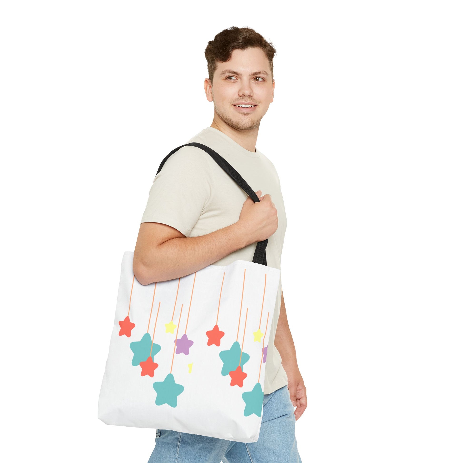 Stars and Stripes Tote Bag, Colorful Canvas Bag, Ideal Gift for Her, Summer Outings, Eco-Friendly Shopping, Fun Accessories, Artful Design