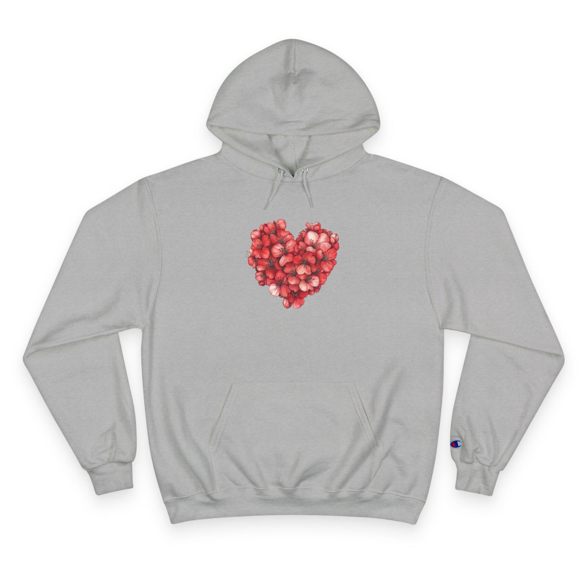 Hoodie — Red Rose Petal Heart Graphic Champion Hoodie