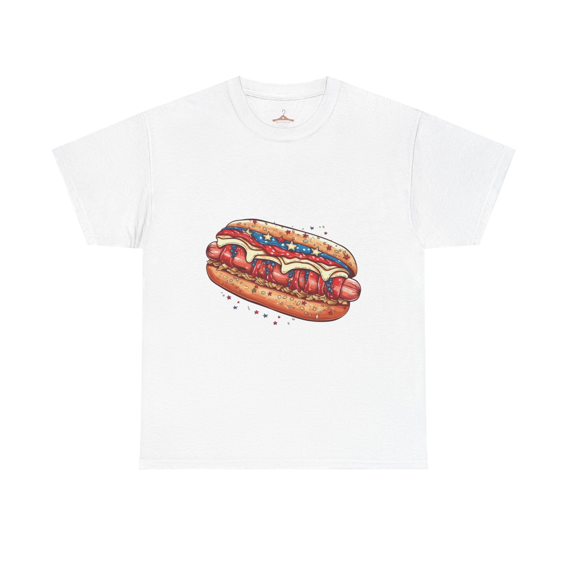 Hot Dog Illustration T-Shirt — Retro Ketchup & Mustard Food Tee
