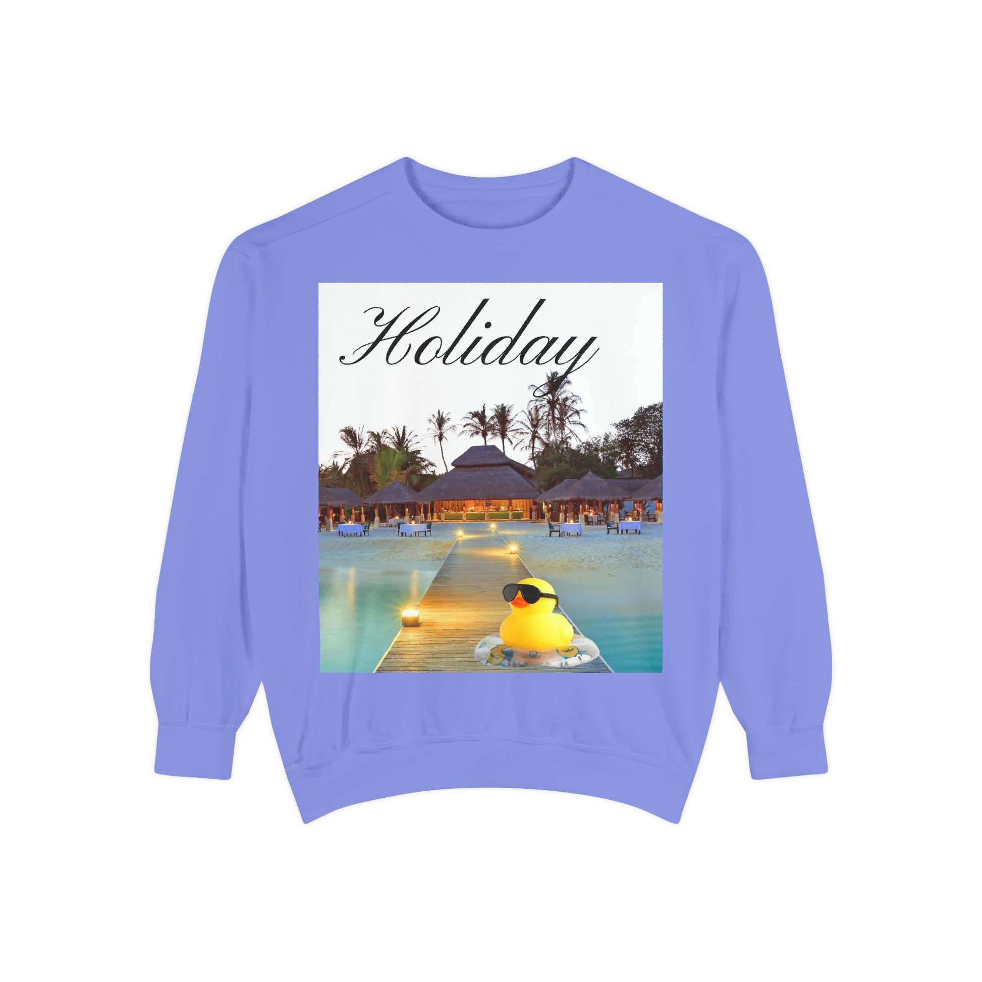Holiday Rubber Duck Sweatshirt — Tropical Beach Graphic Sweatshirt