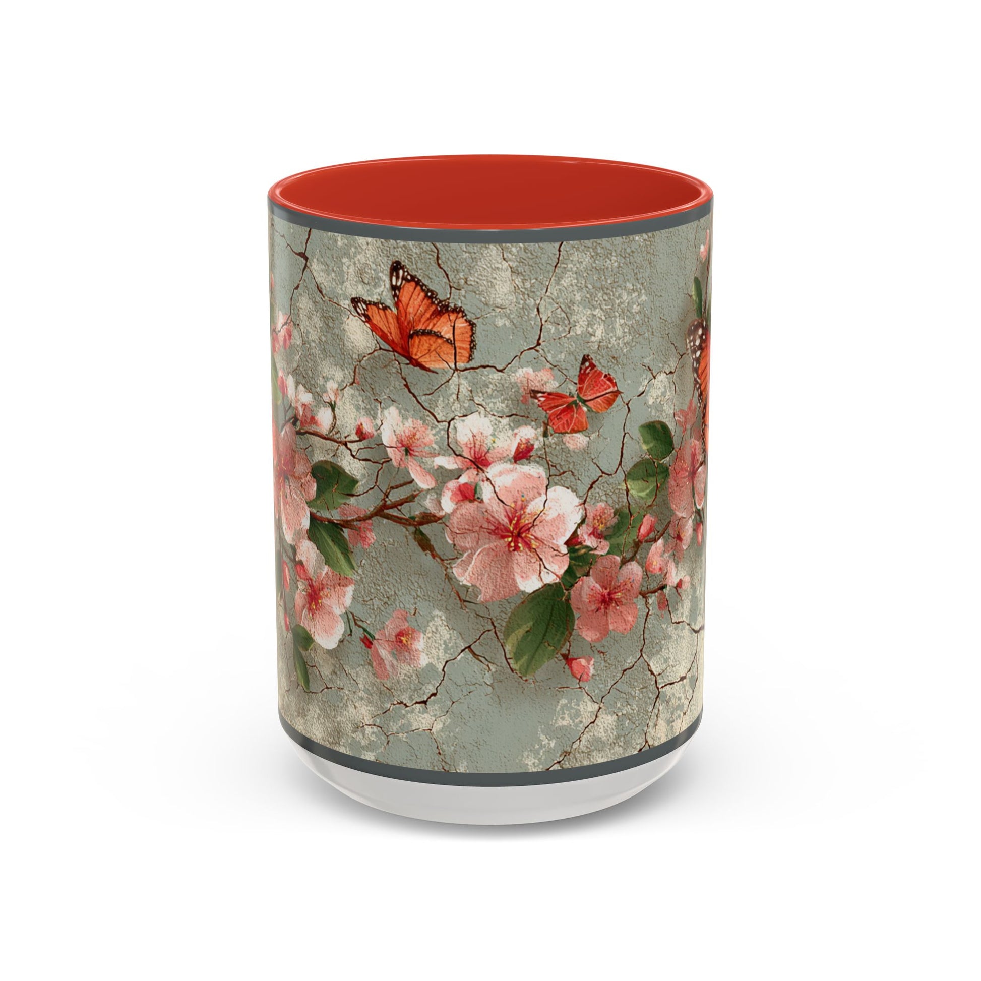 Floral Butterfly Accent Coffee Mug, Spring Gift, Kitchen Decor, Nature Lover Mug, Tea Cup