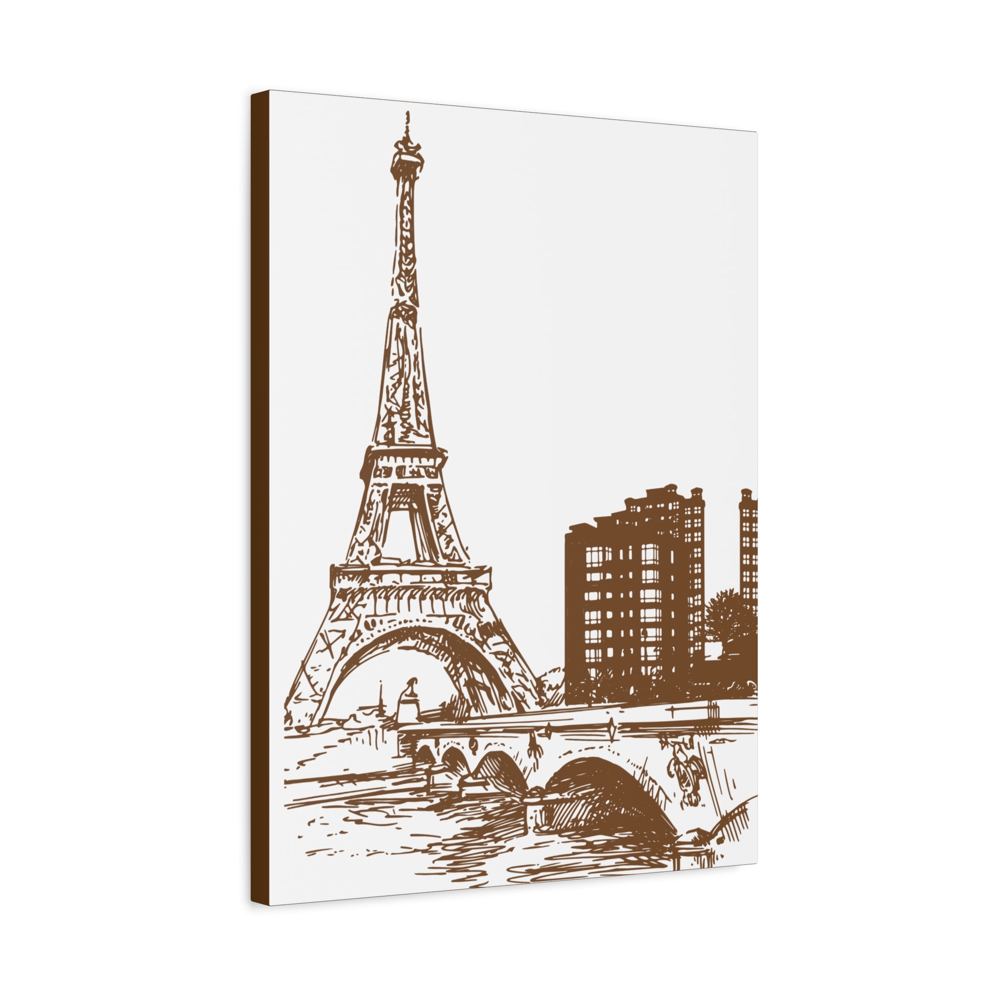 Parisian Dreams Canvas Print, Eiffel Tower Wall Art, Brown Sketch Decor