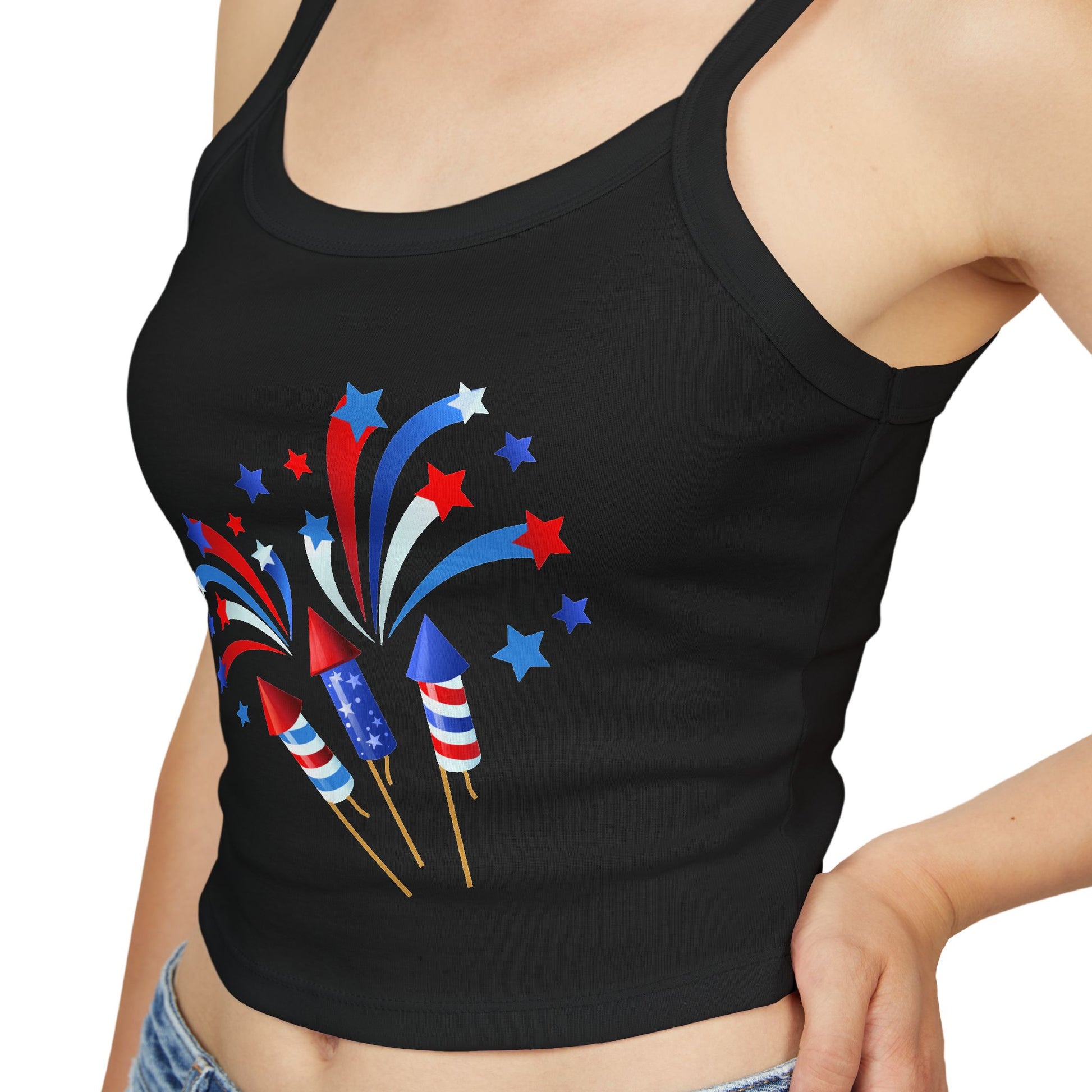 Patriotic Fireworks Tank Top — Red, White & Blue Rocket Sparkle