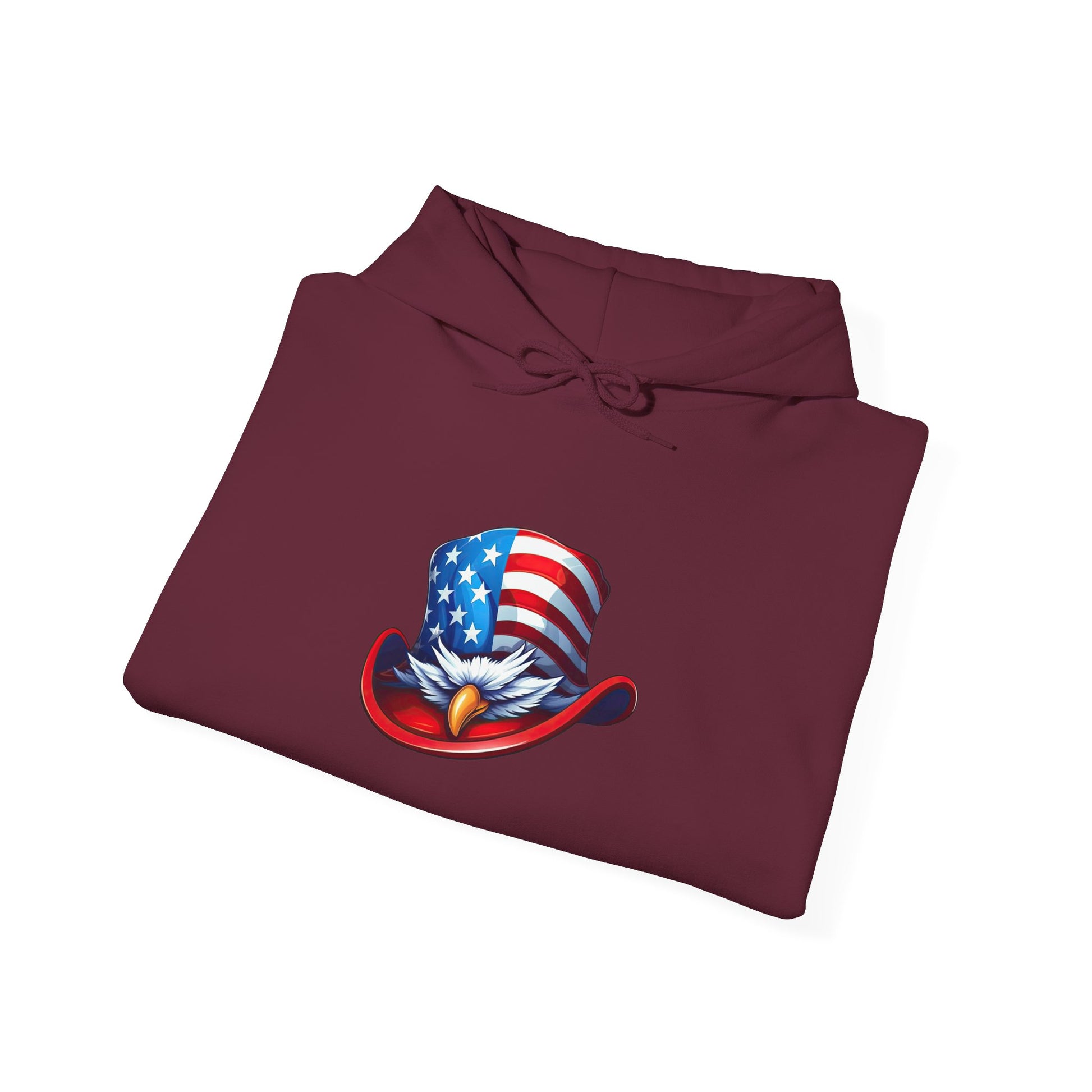Patriotic Eagle Top Hat Hoodie — American Flag Bald Eagle Graphic Hoodie