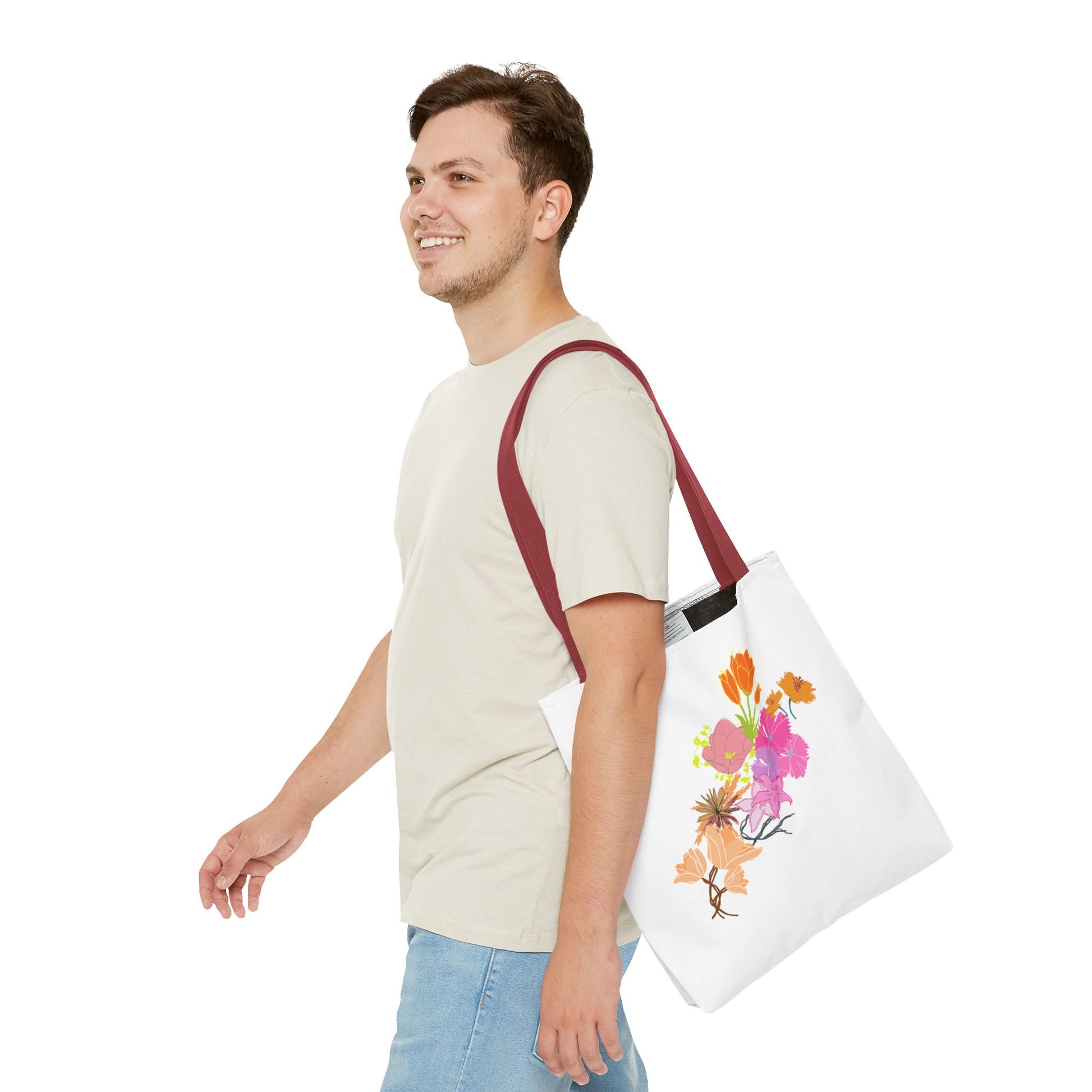 Floral Print Tote Bag, Eco-Friendly Shopping Tote, Boho Chic Bag, Flower Lover Gift, Reusable Grocery Bag, Spring Accessory
