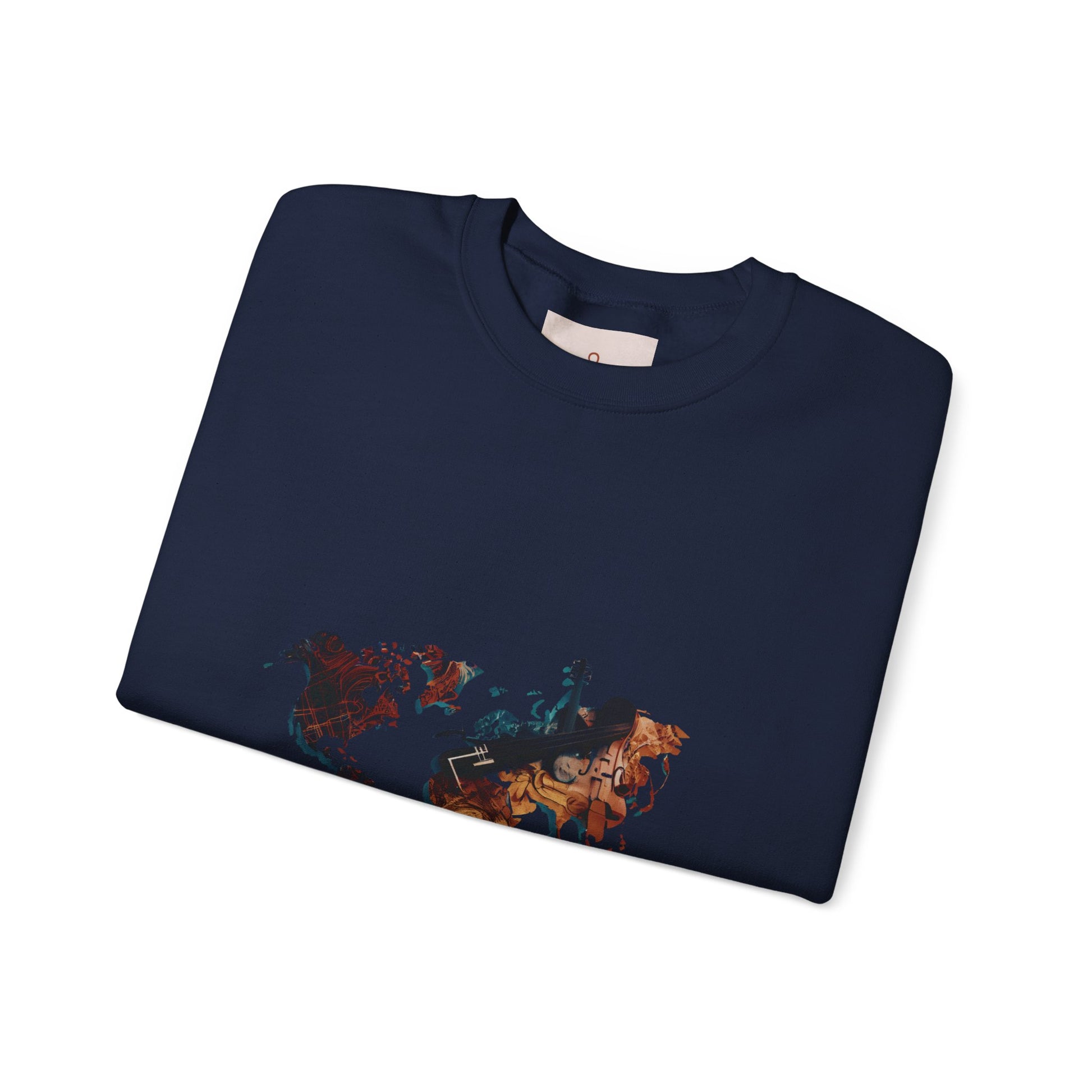 World Map Marble Crewneck Sweatshirt — Artistic Travel Map Pullover