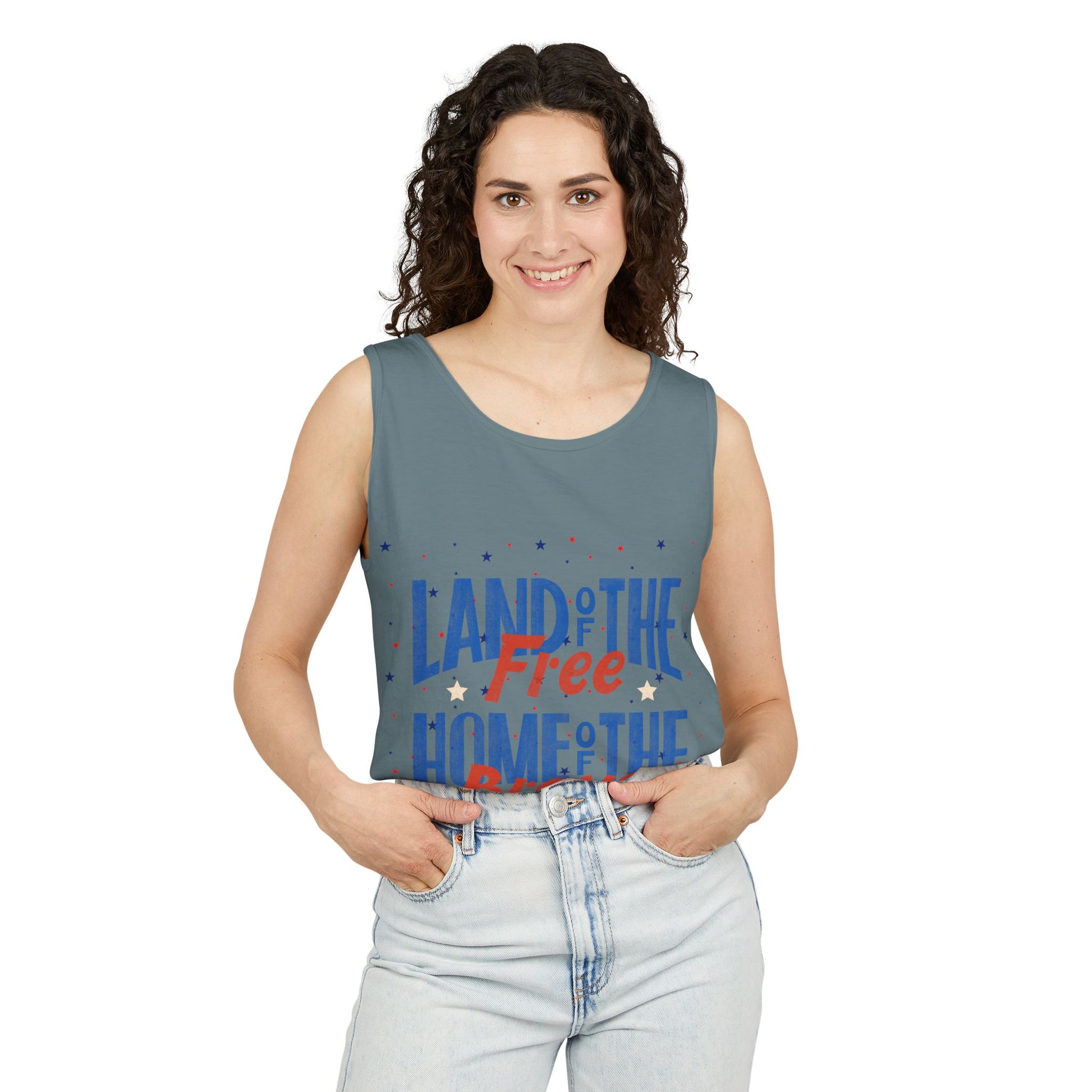 Patriotic "Land of the Free, Home of the Brave" Tank Top