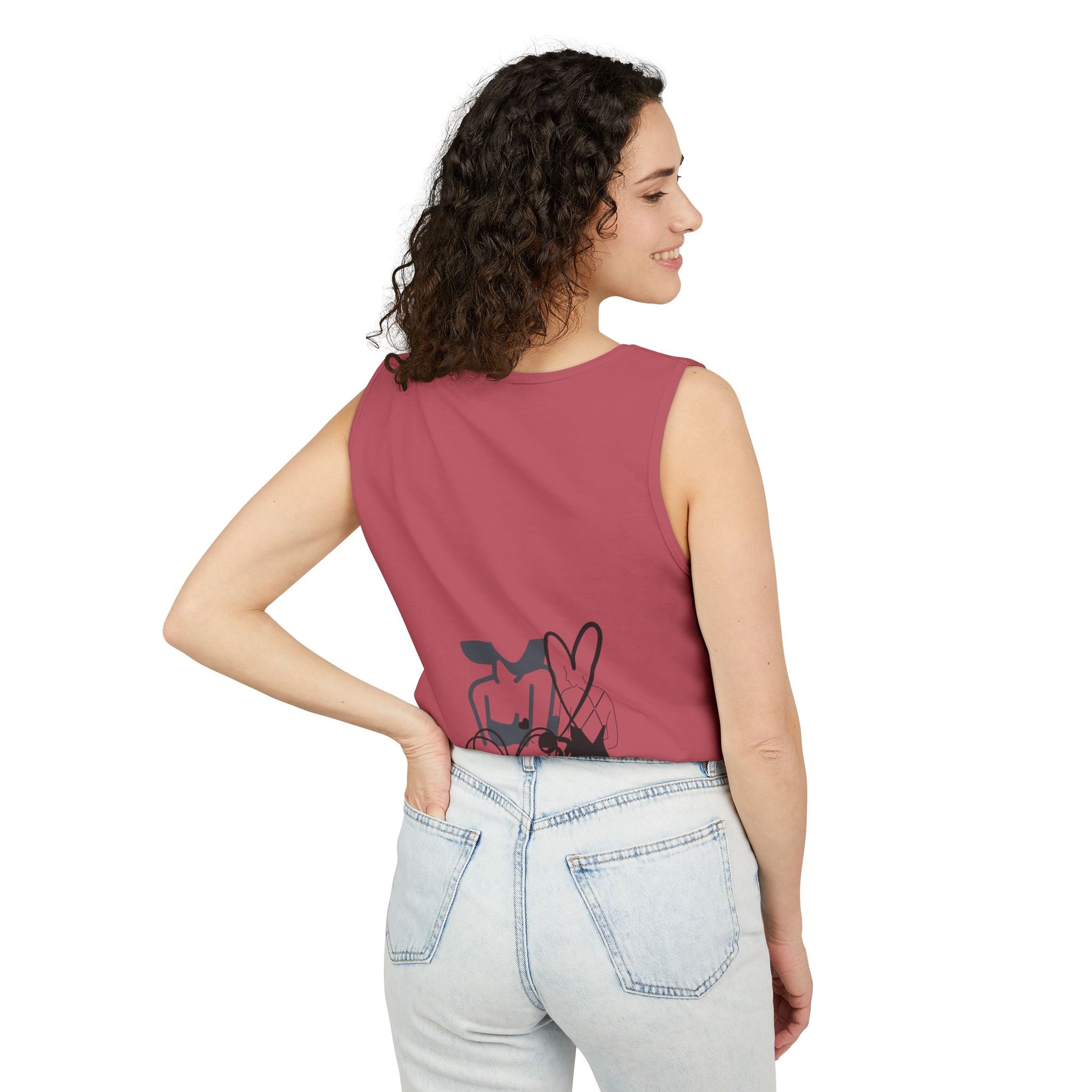 Abstract Love Graphic Tank Top — Minimalist Couple Heart Artwork