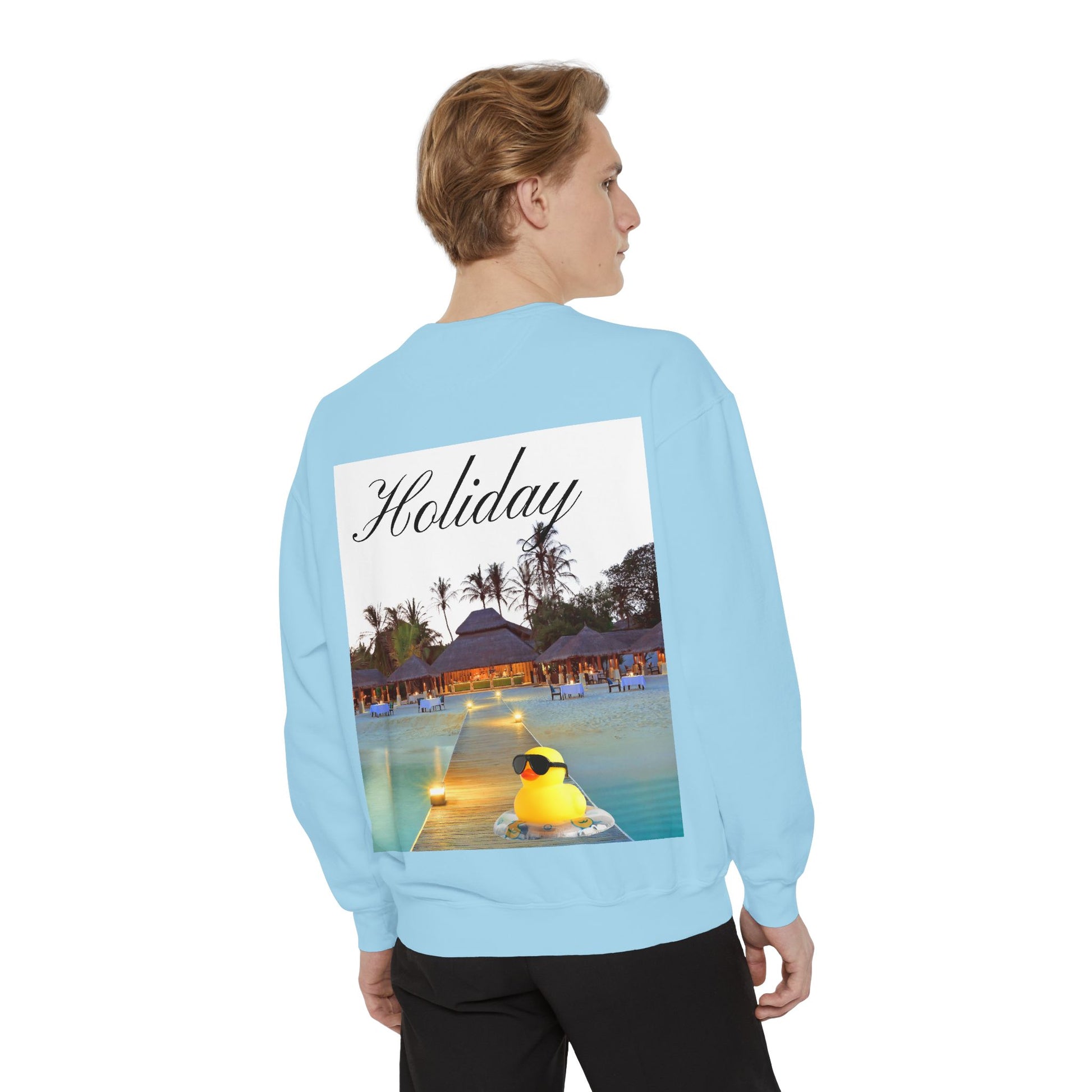 Holiday Rubber Duck Sweatshirt — Tropical Beach Graphic Sweatshirt