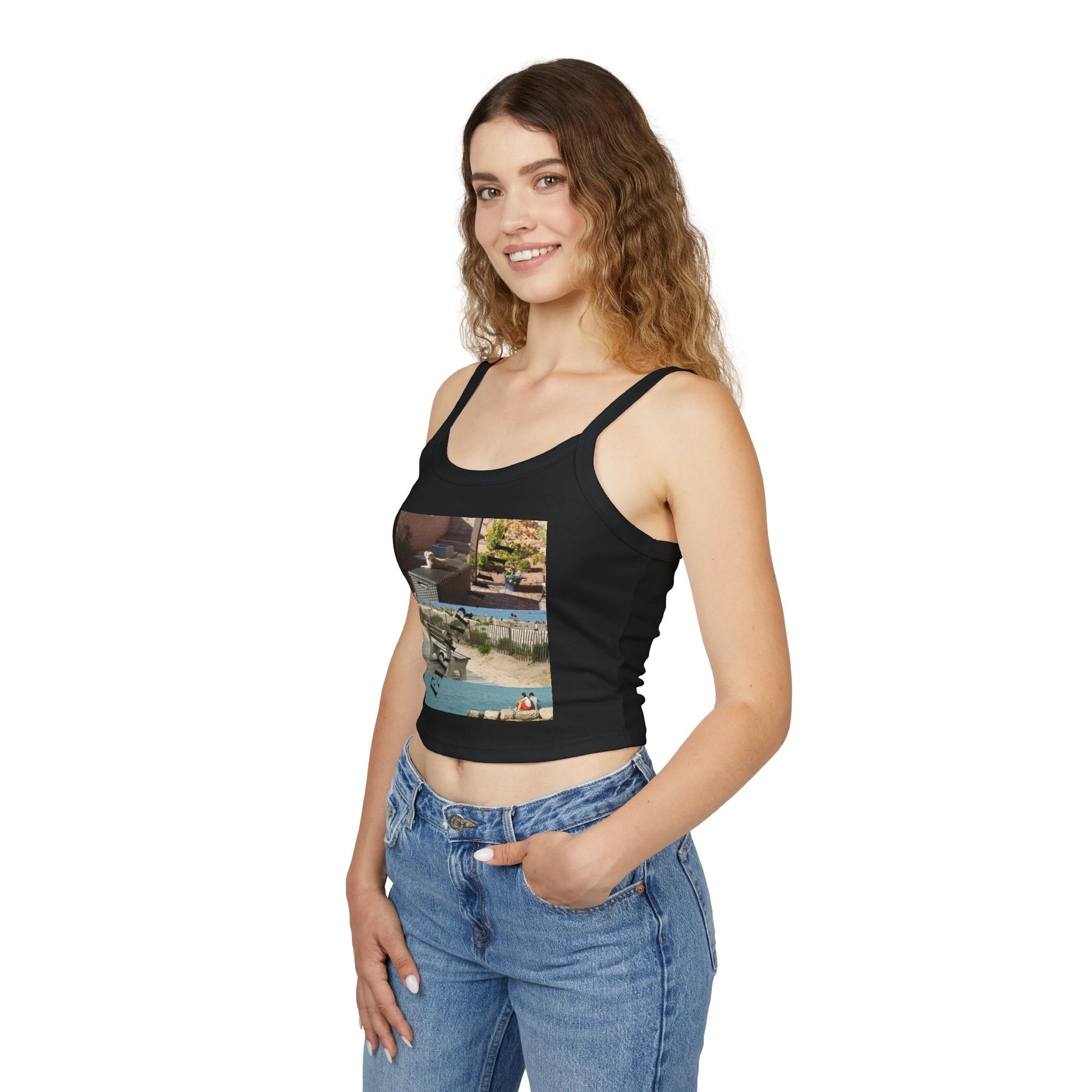 Tank Top — Vintage Poolside Photo Print Crop Tank