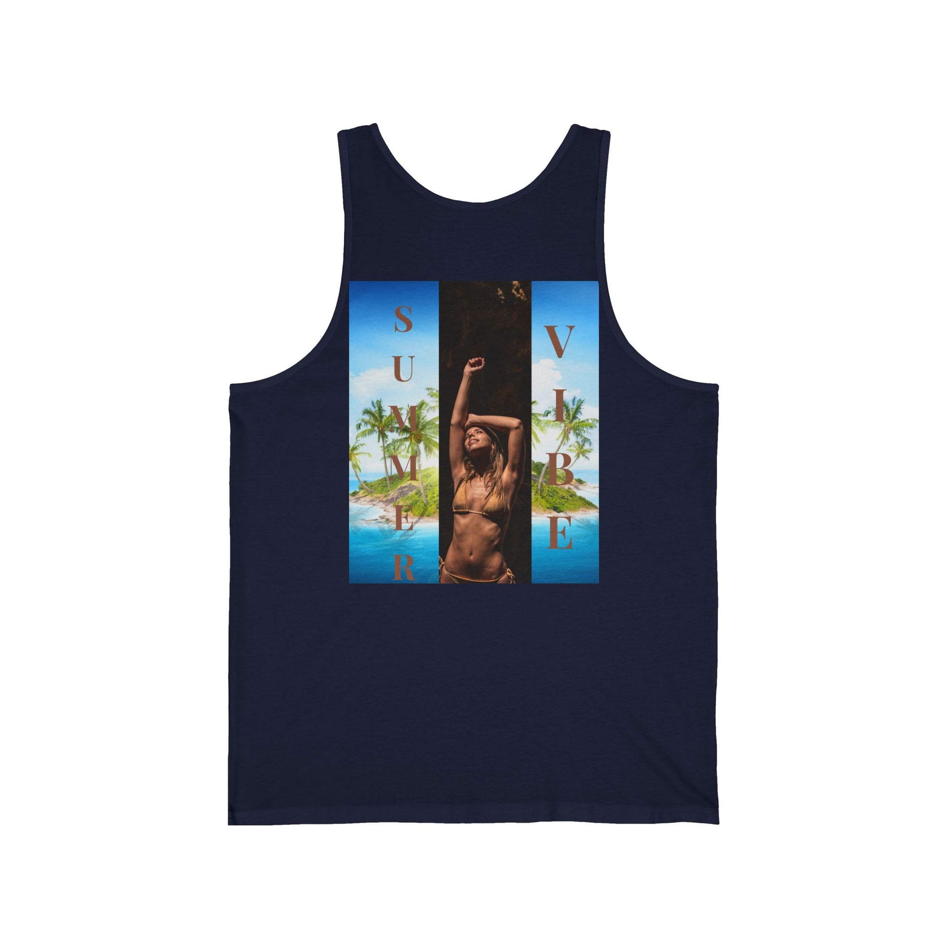 Summer Vibe Tank Top — Tropical Sunset Graphic Tank with 'SUMMER' Text