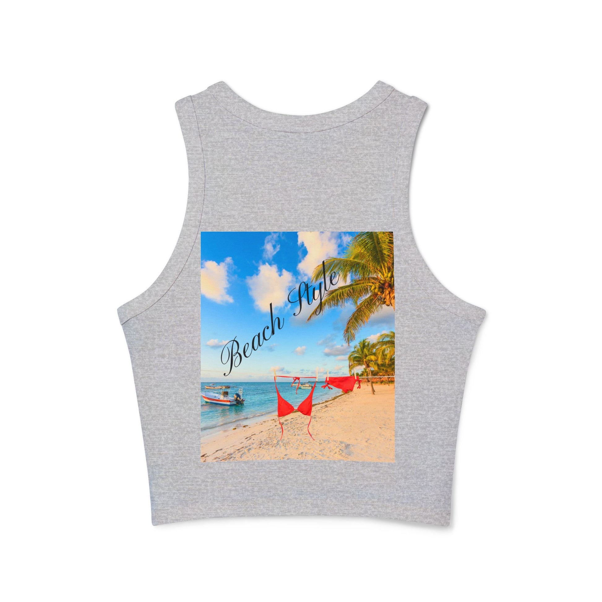 Beach Vibes Racer Tank Top — 'Beach Mode' Tropical Summer Crop