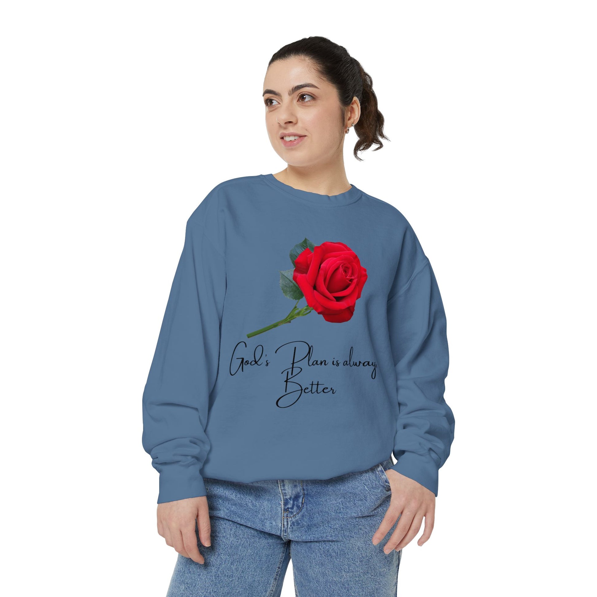 Rose Design Unisex Garment-Dyed Sweatshirt
