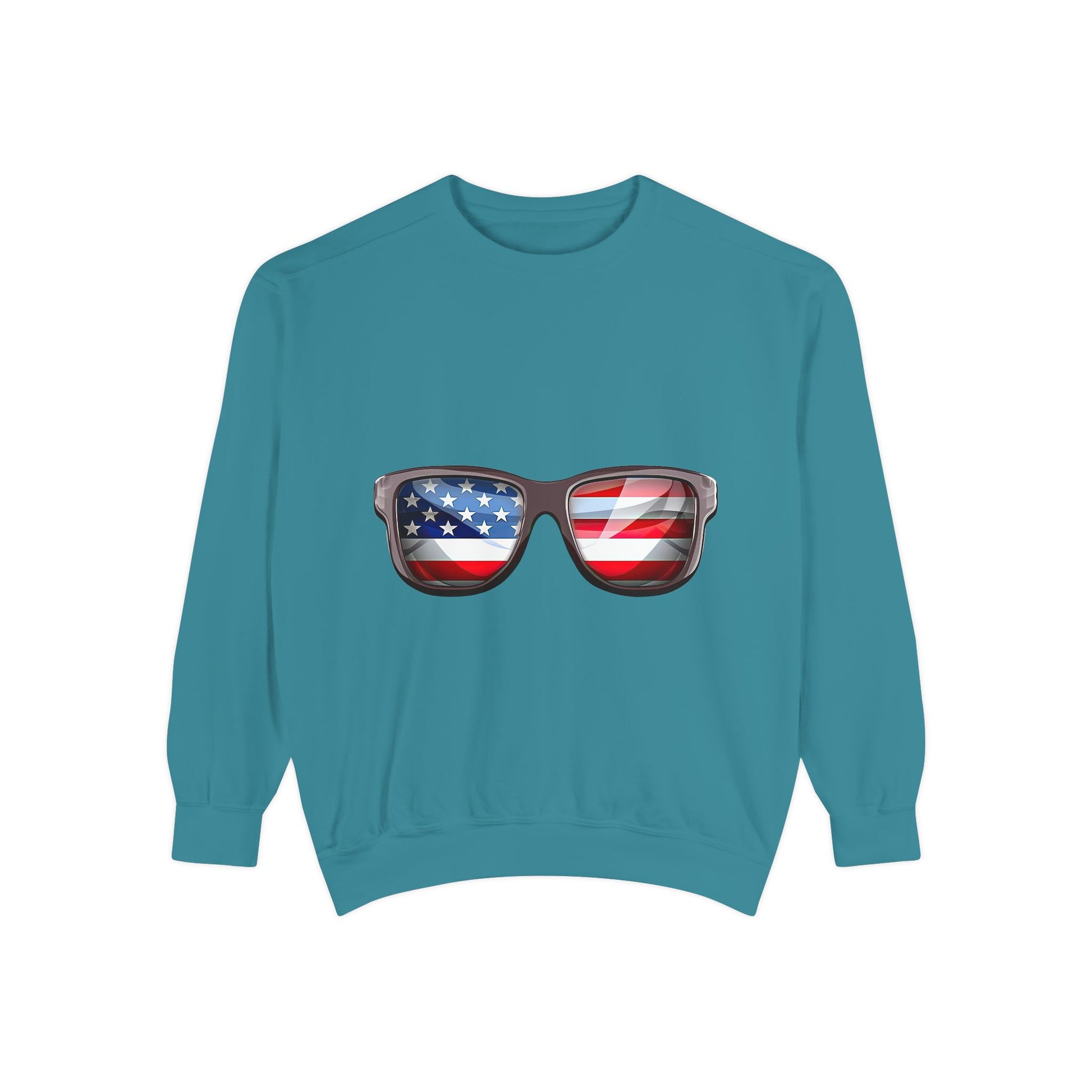 American Flag Sunglasses Sweatshirt — Patriotic Crewneck for 4th of July