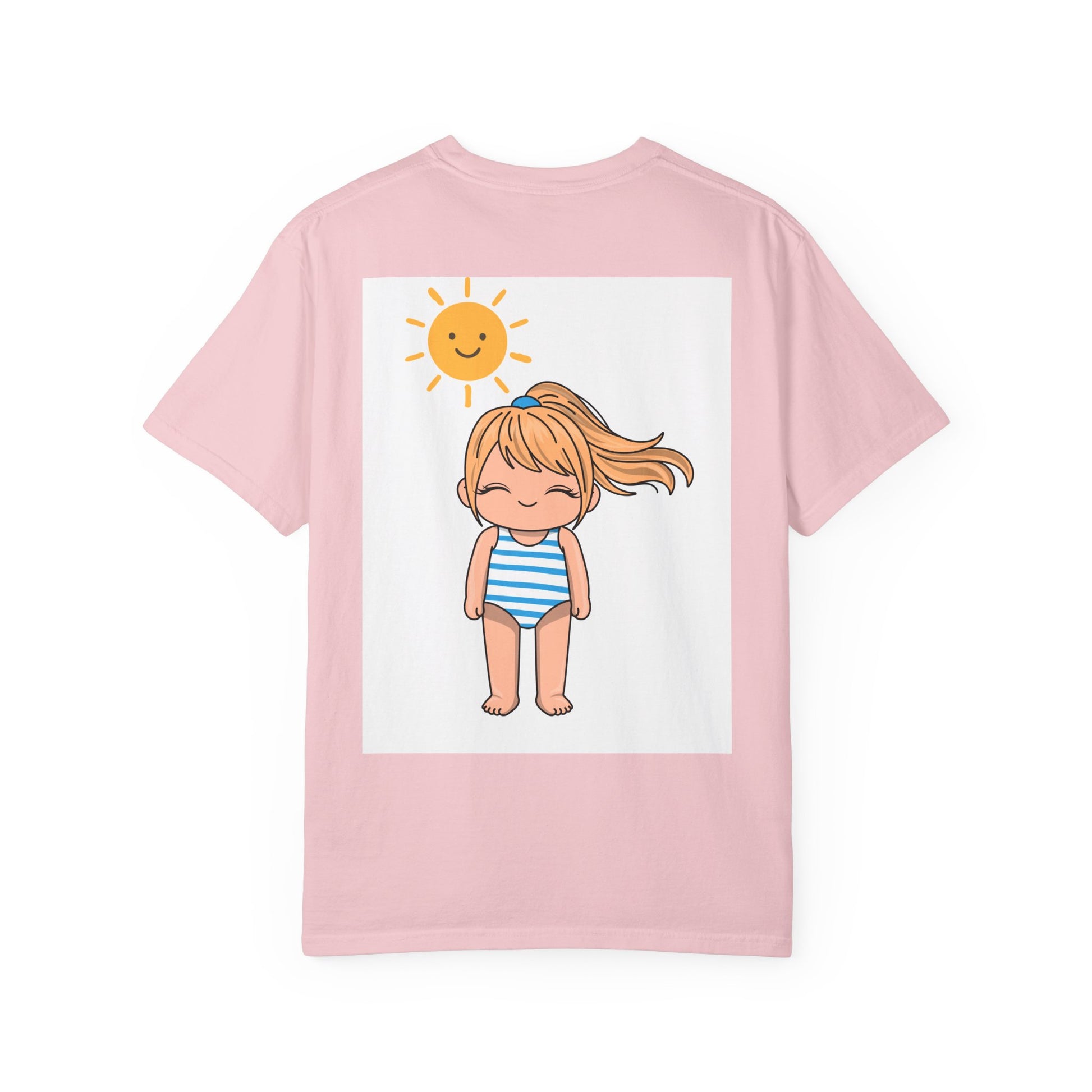 Cute Girl in Swimsuit T-Shirt — Sunny Beach Cartoon Tee