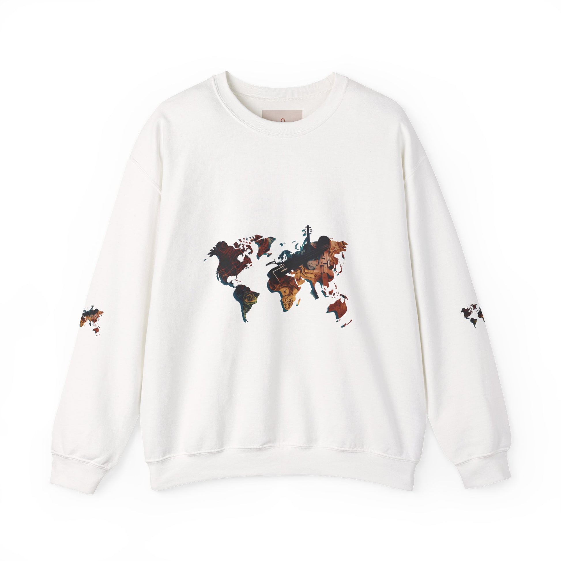 World Map Marble Crewneck Sweatshirt — Artistic Travel Map Pullover