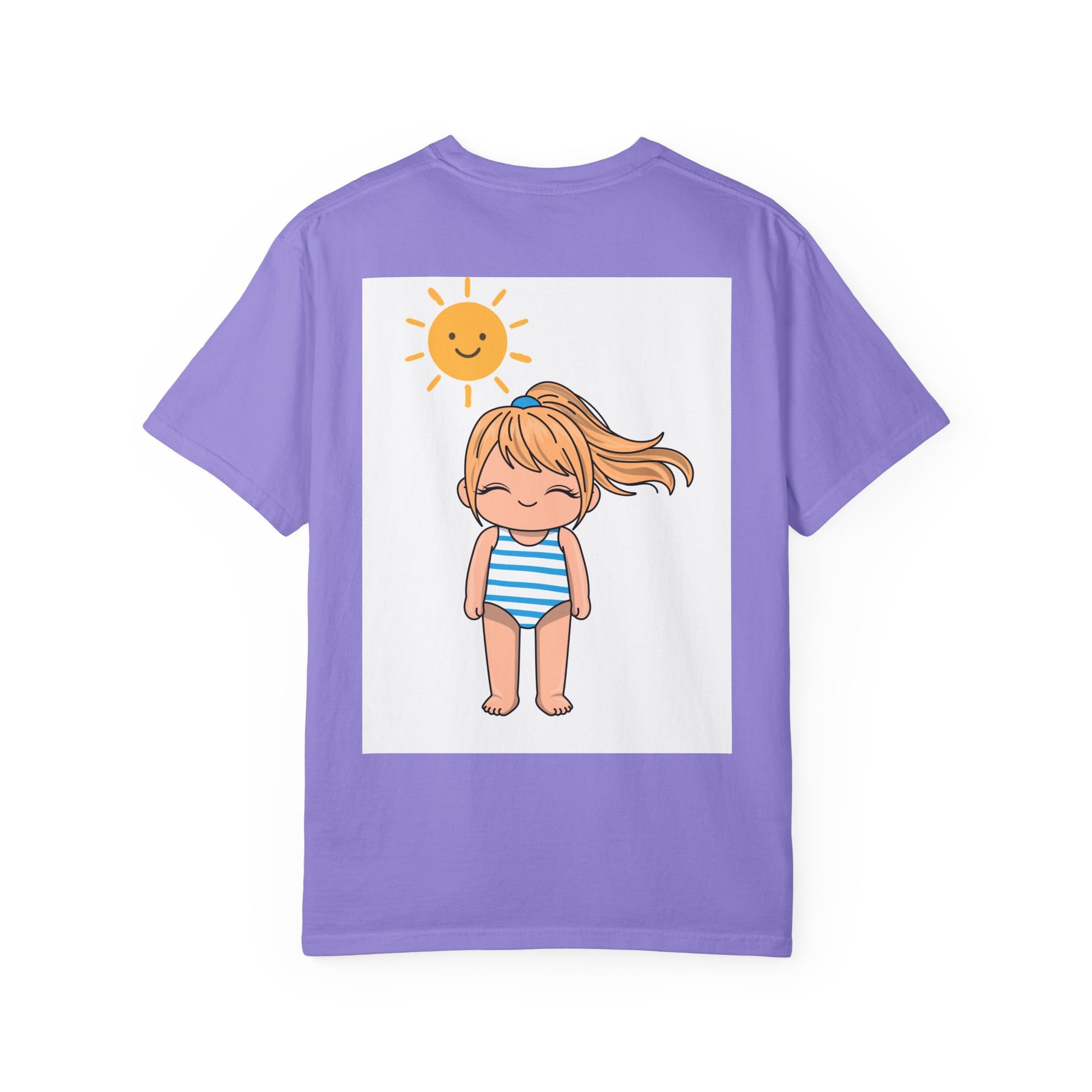 Cute Girl in Swimsuit T-Shirt — Sunny Beach Cartoon Tee