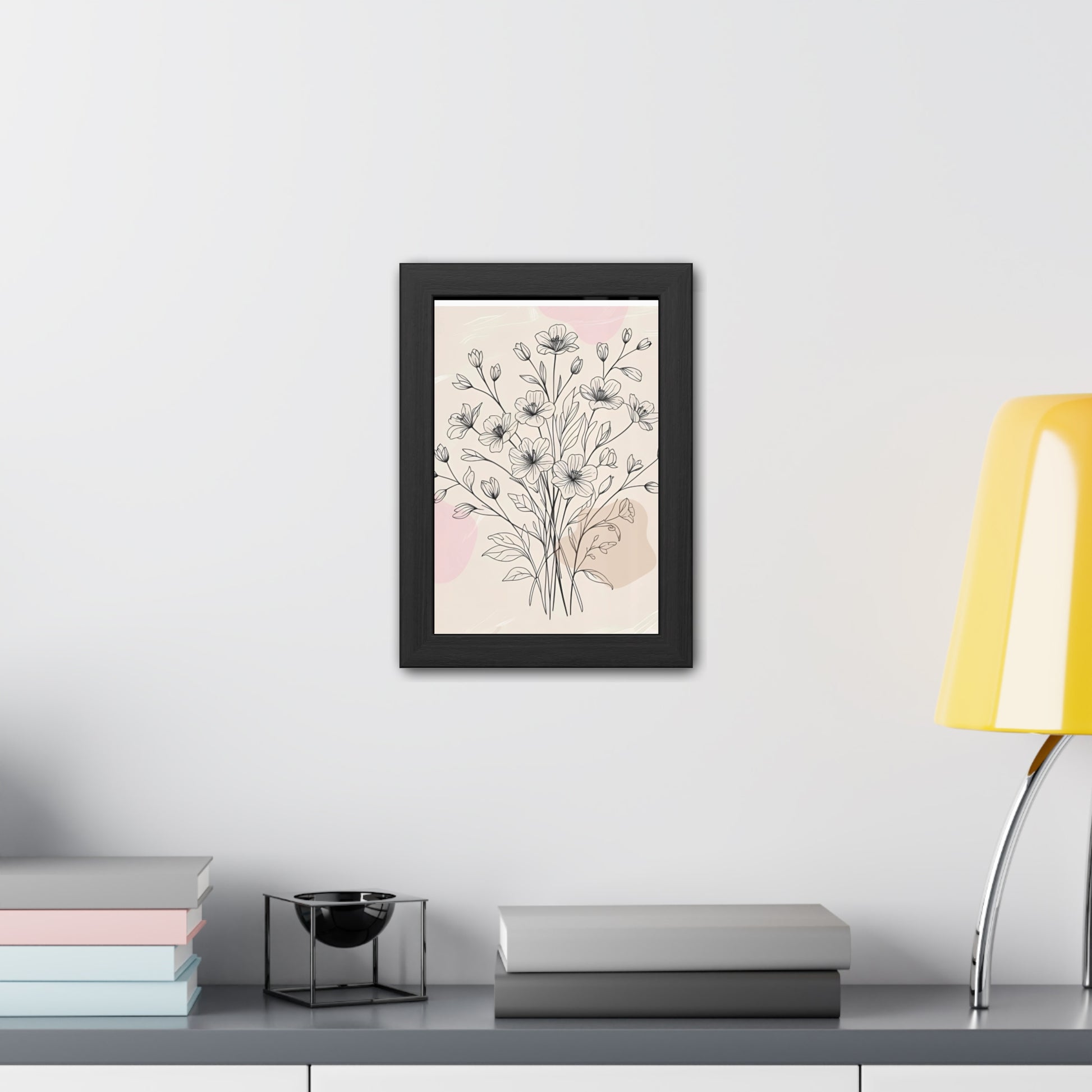 Elegant Floral Framed Poster, Minimalist Design