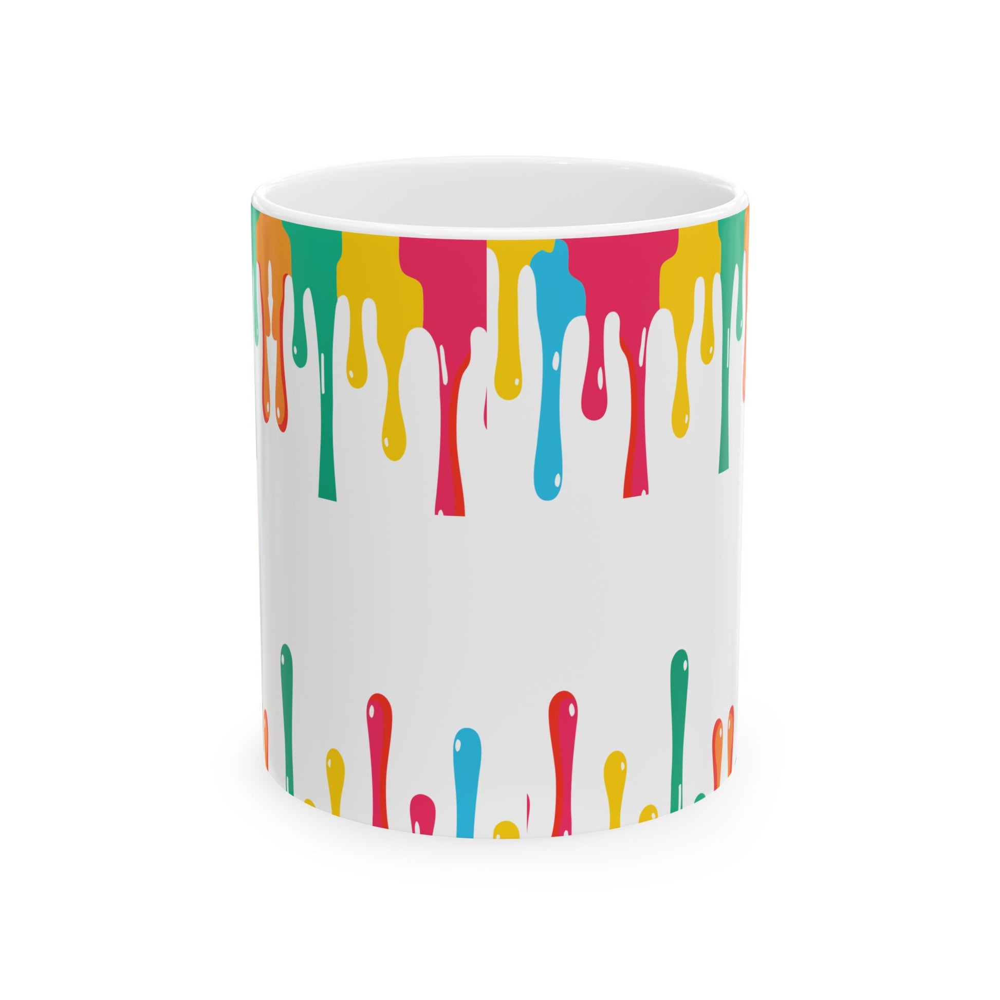 Colorful Paint Drip Ceramic Mug — Bright Dripping Paint Coffee Cup (11oz & 15oz)