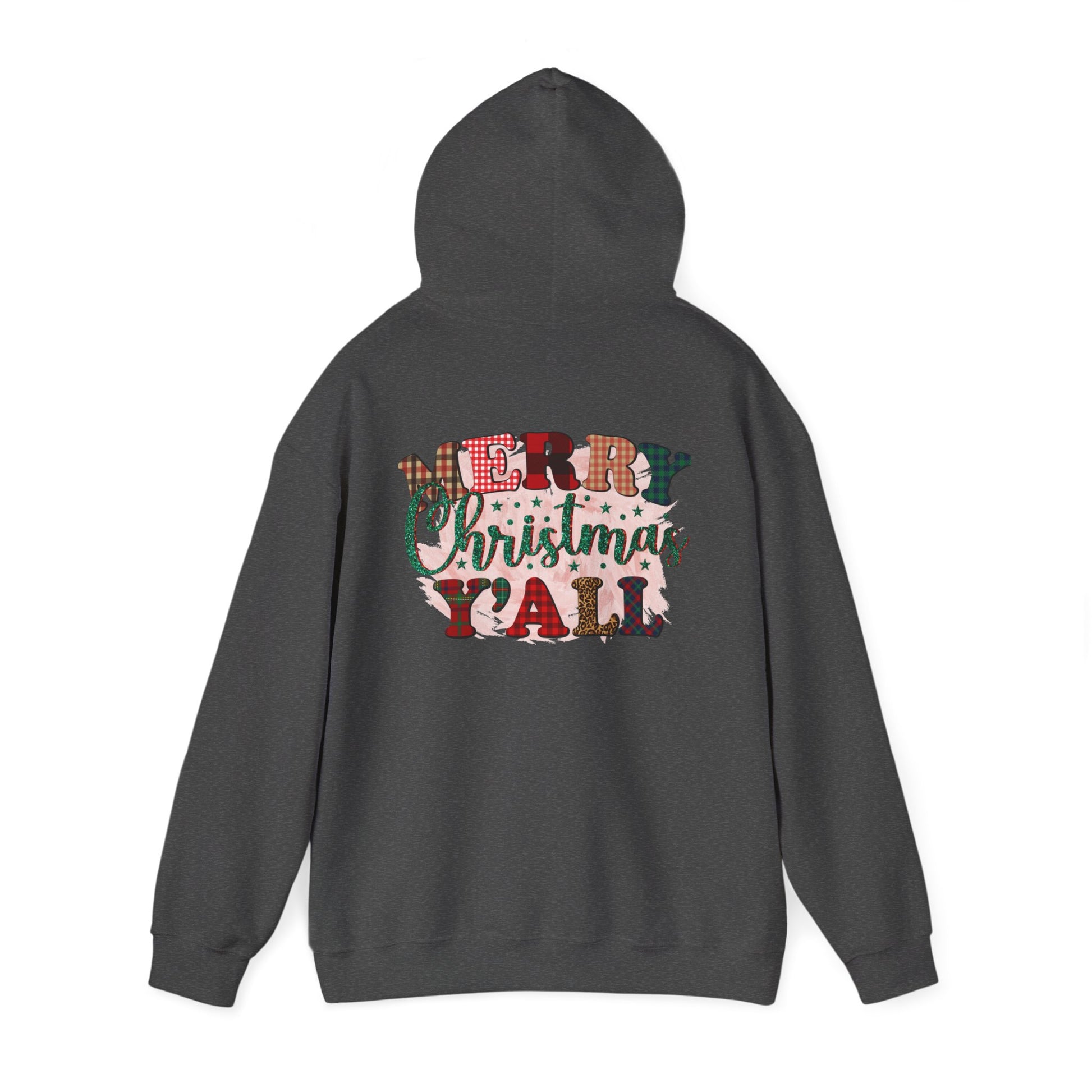 Merry Christmas Y'all Hoodie – Plaid Holiday Graphic Hooded Sweatshirt