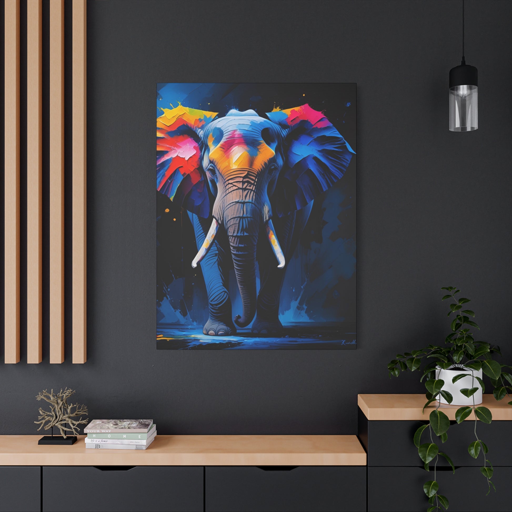 Colorful Elephant Canvas Wall Art, Vibrant Home Decor, Animal Lover Gift, Modern Art Print