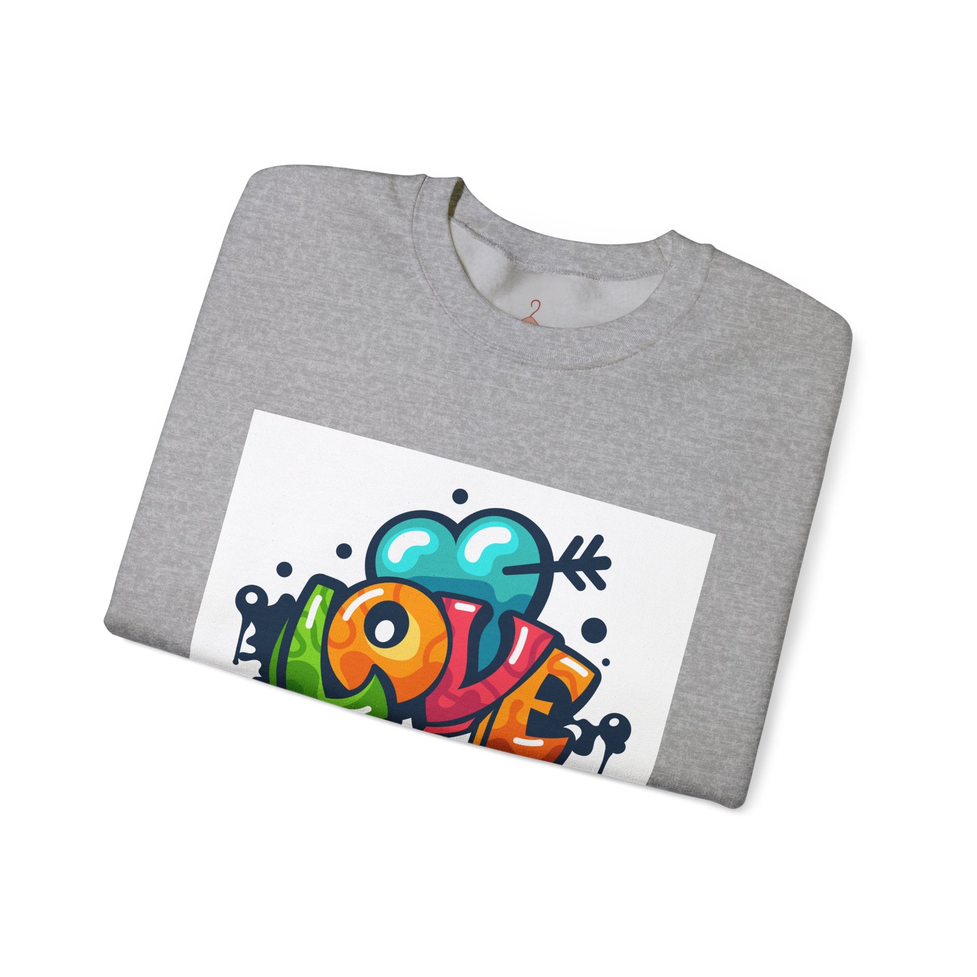 Love Gracias Crewneck Sweatshirt — Colorful Graffiti Heart Thank You Pullover