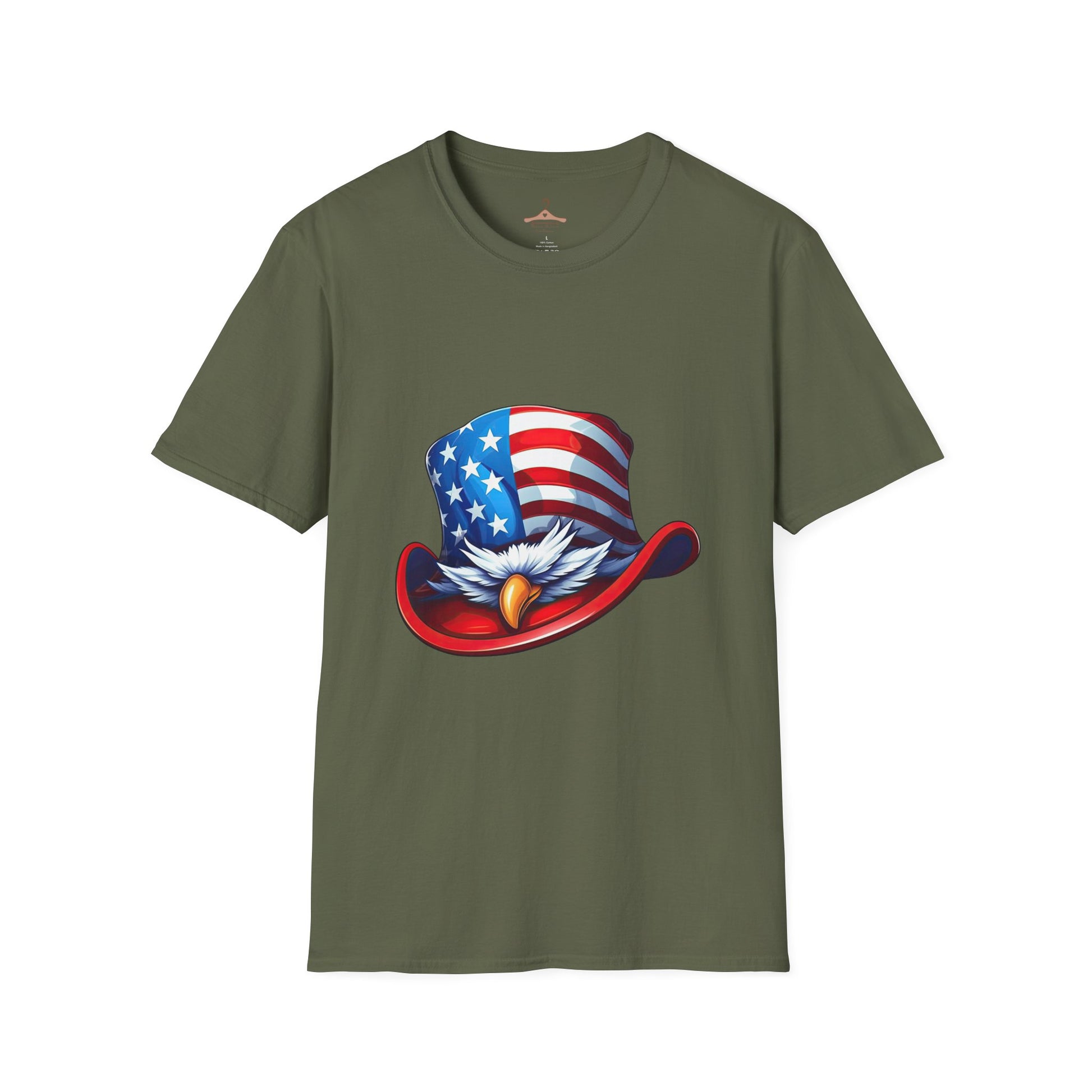 T-Shirt — Patriotic Eagle Hat Graphic (American Flag Cowboy Hat)