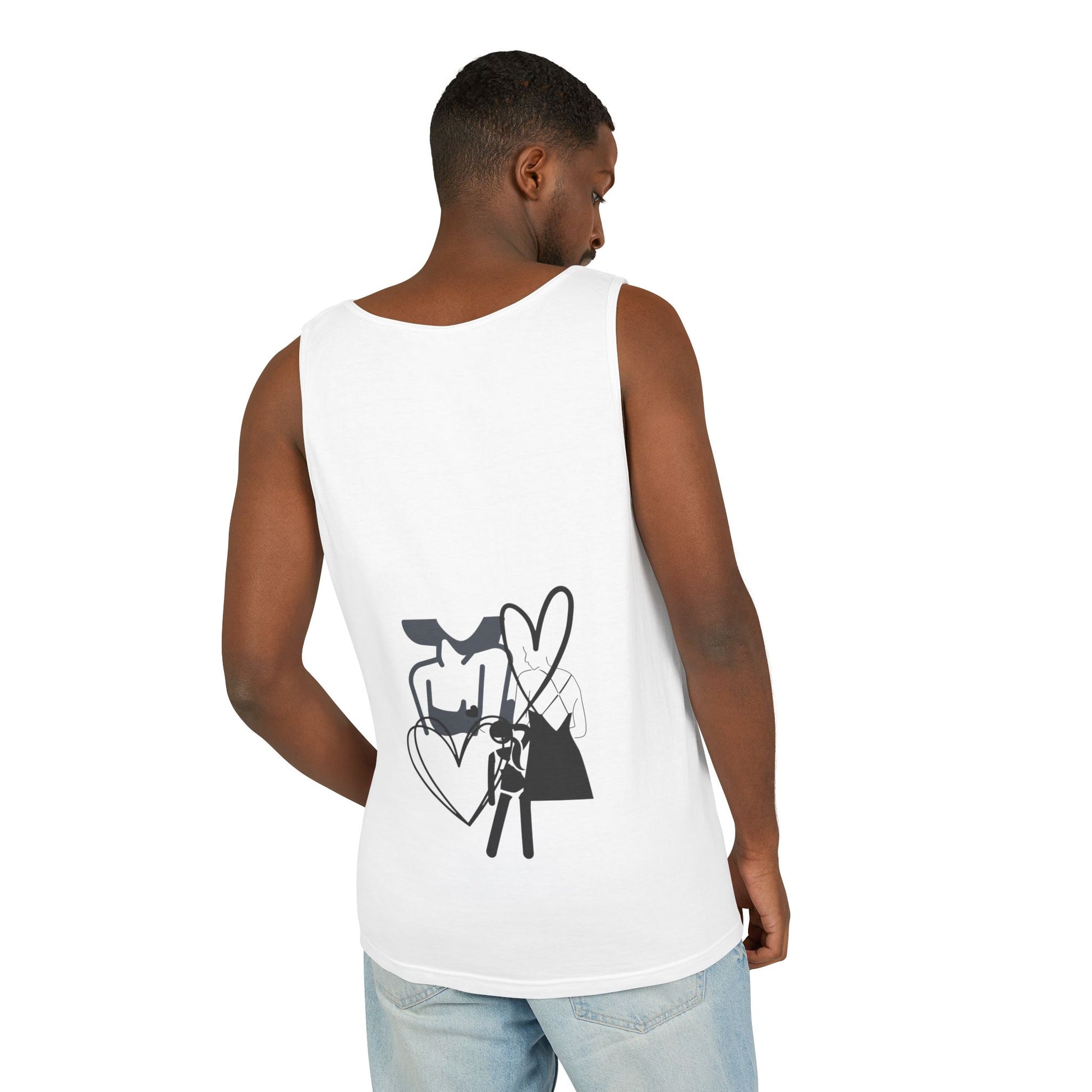Abstract Love Graphic Tank Top — Minimalist Couple Heart Artwork