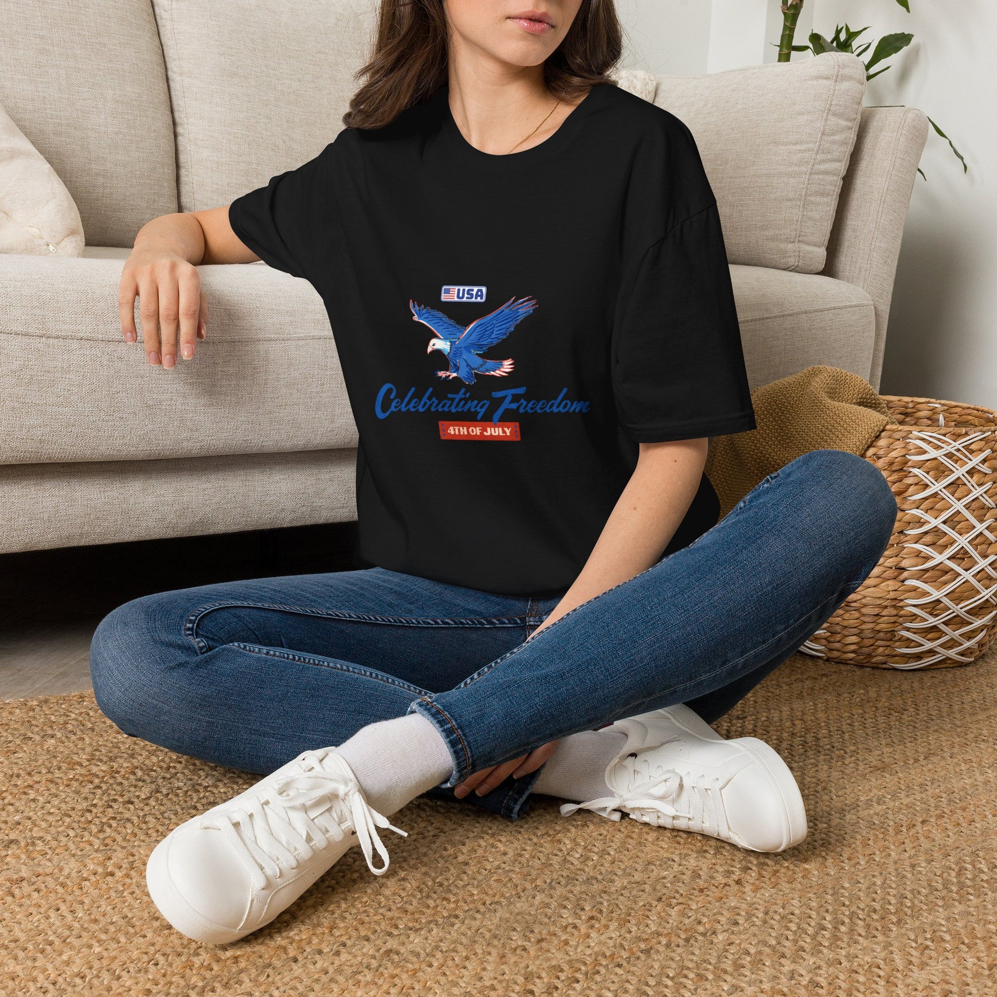 Patriotic Eagle T-Shirt — "Celebrating Freedom" USA Graphic Tee