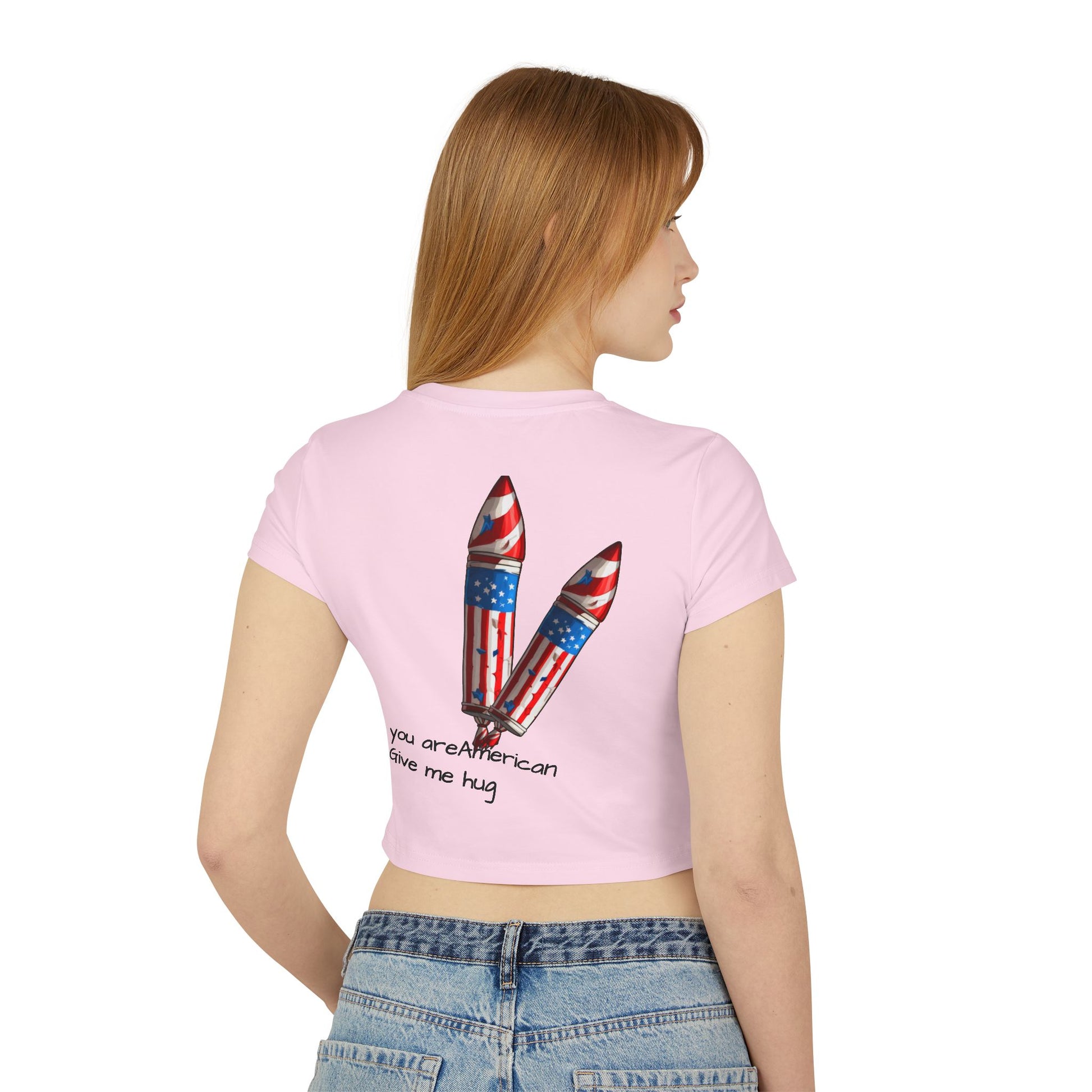 Patriotic Heart Baby Tee — American Flag Graphic Women's Crop Top