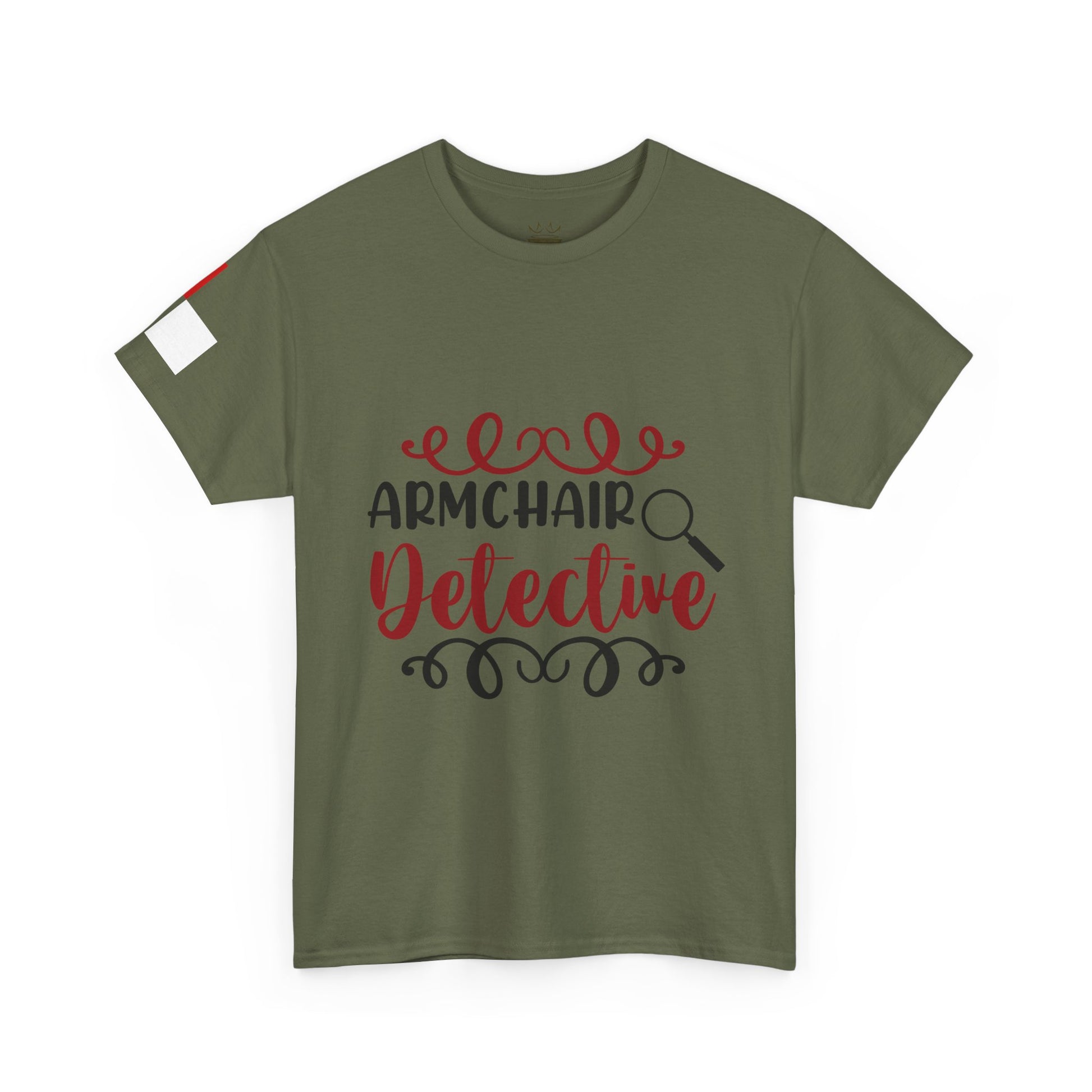 Armchair Detective Unisex Heavy Cotton Tee, Cozy Mystery Reader Gift
