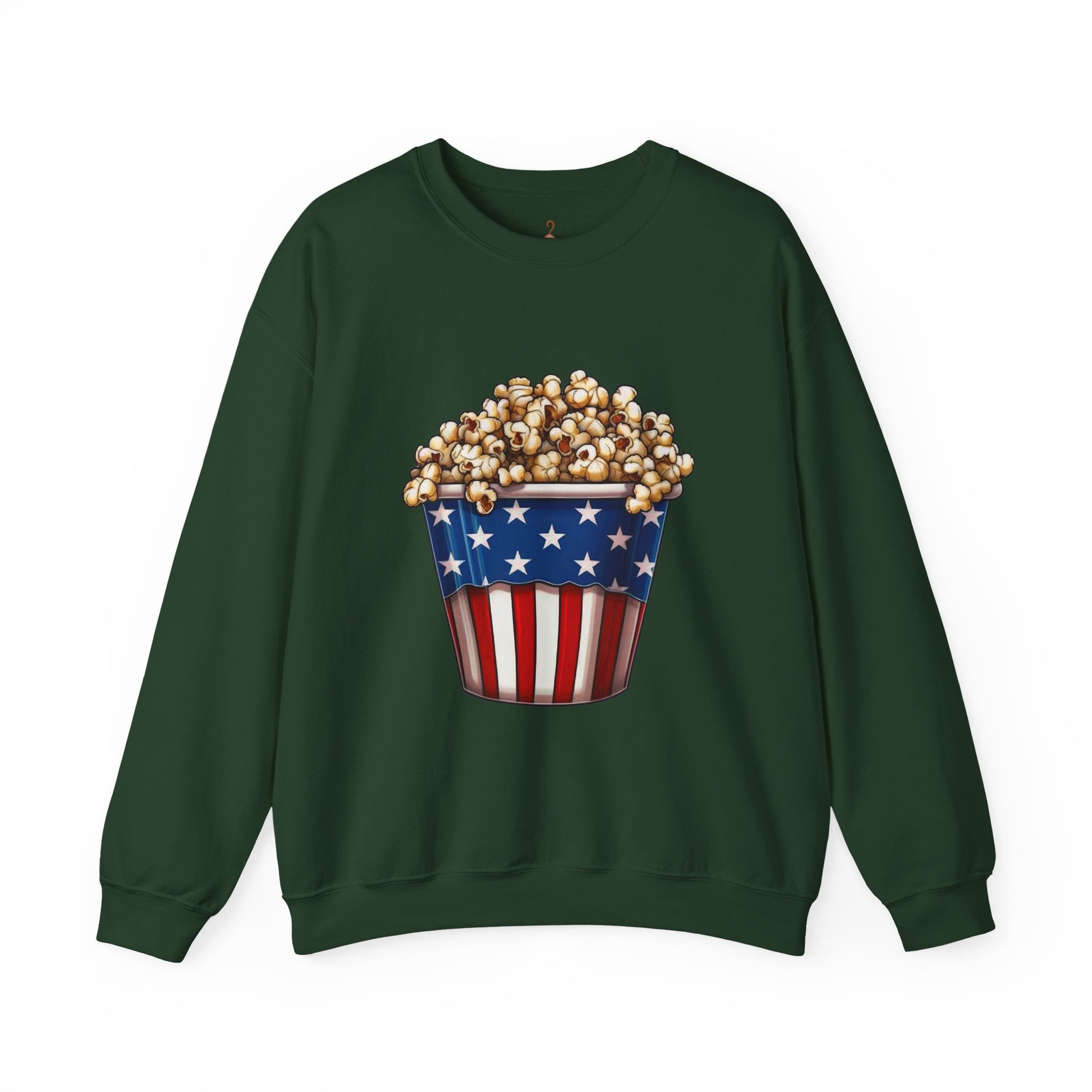 American Flag Popcorn Sweatshirt – Patriotic 4th of July Crewneck
