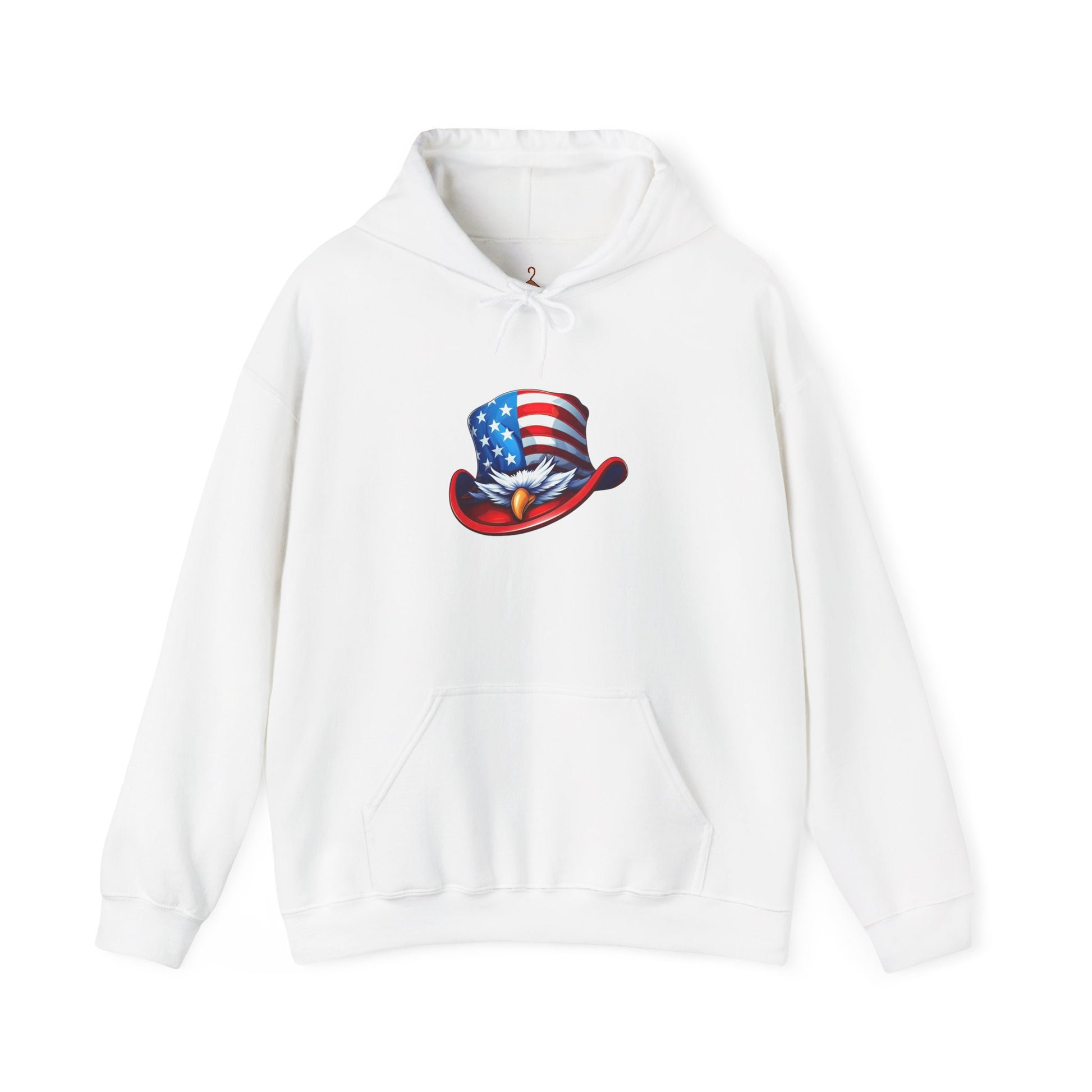 Patriotic Eagle Top Hat Hoodie — American Flag Bald Eagle Graphic Hoodie