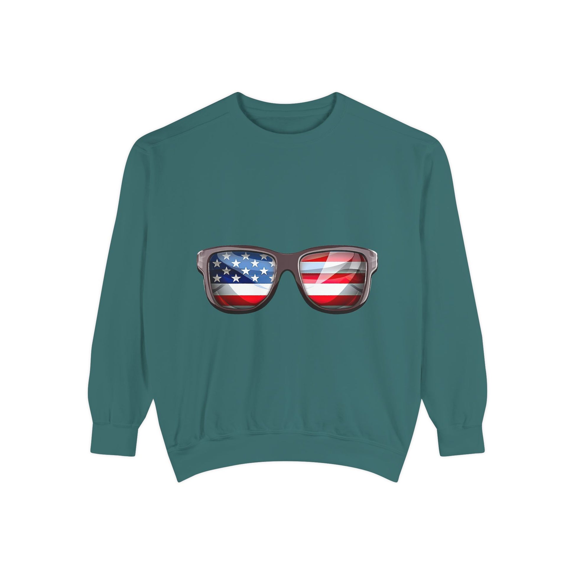 American Flag Sunglasses Sweatshirt — Patriotic Crewneck for 4th of July