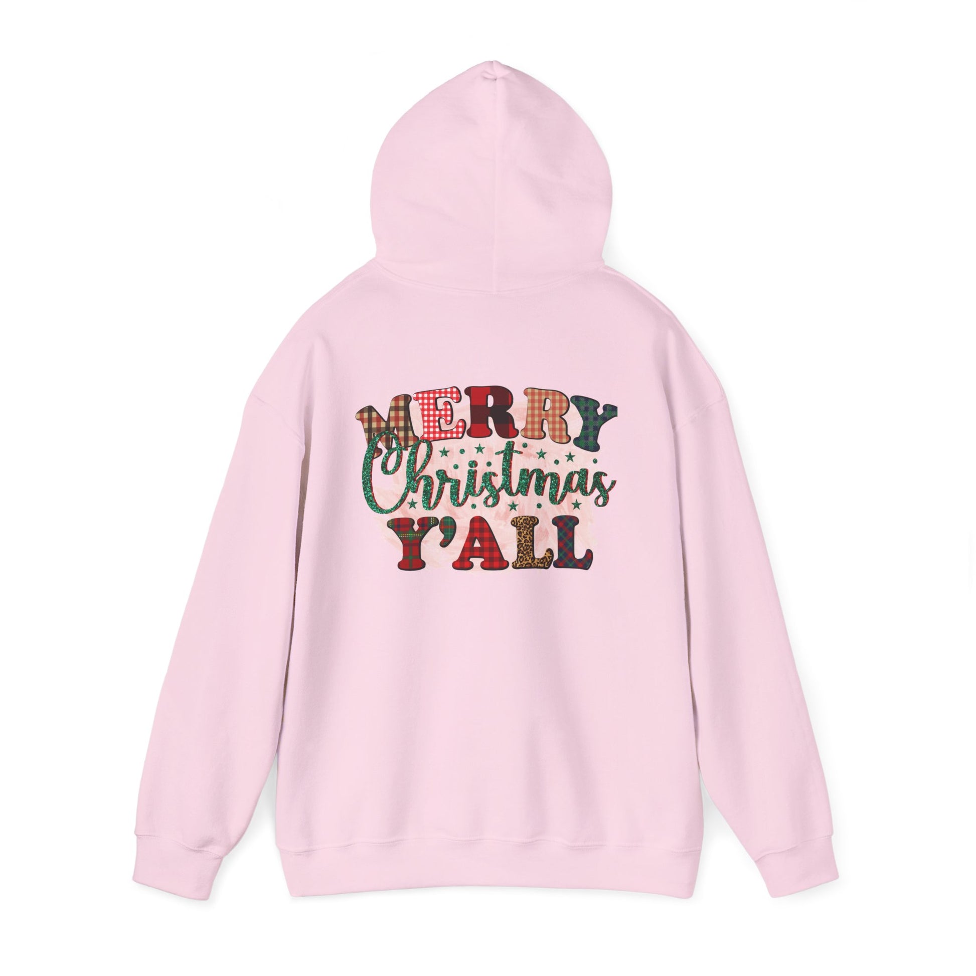 Merry Christmas Y'all Hoodie – Plaid Holiday Graphic Hooded Sweatshirt