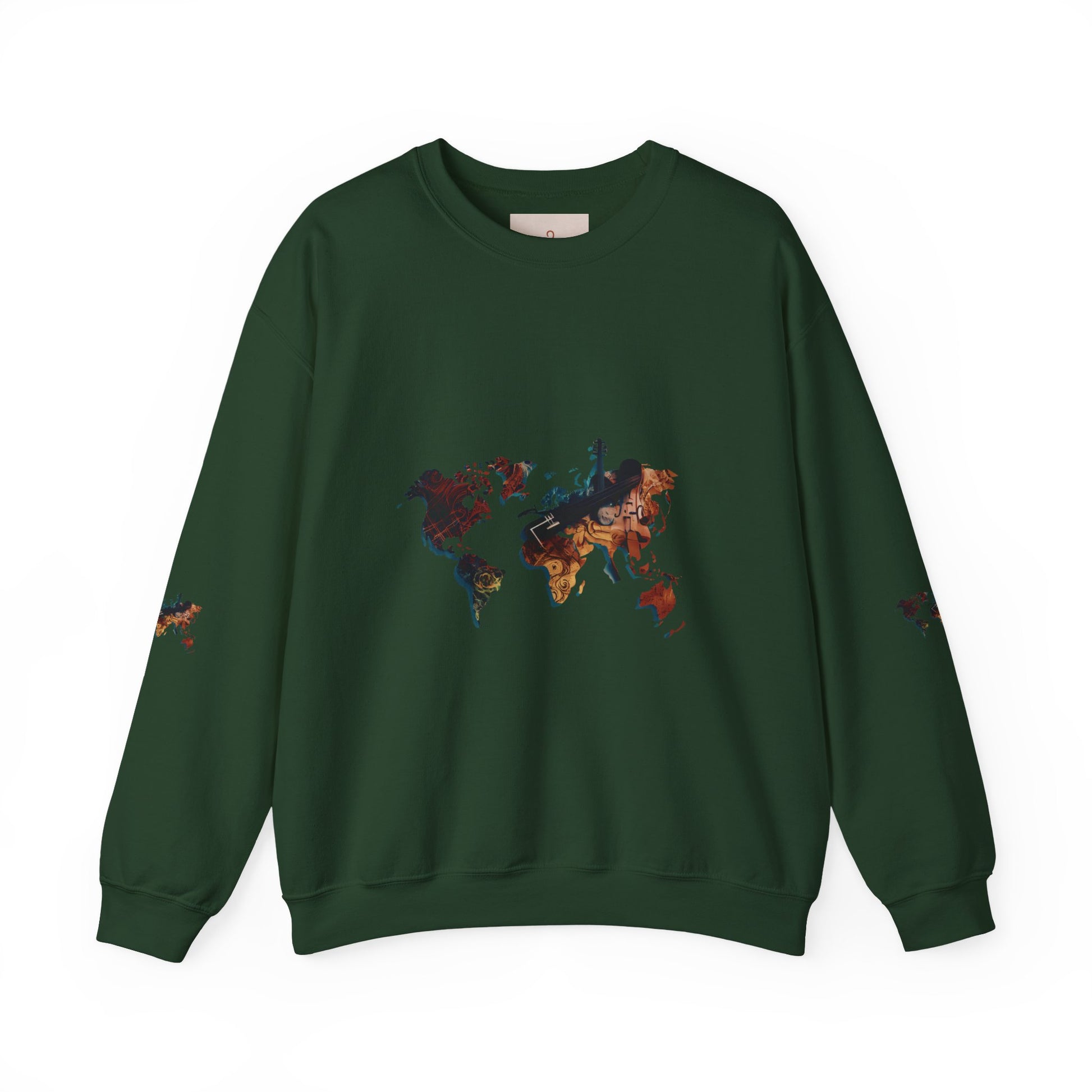 World Map Marble Crewneck Sweatshirt — Artistic Travel Map Pullover