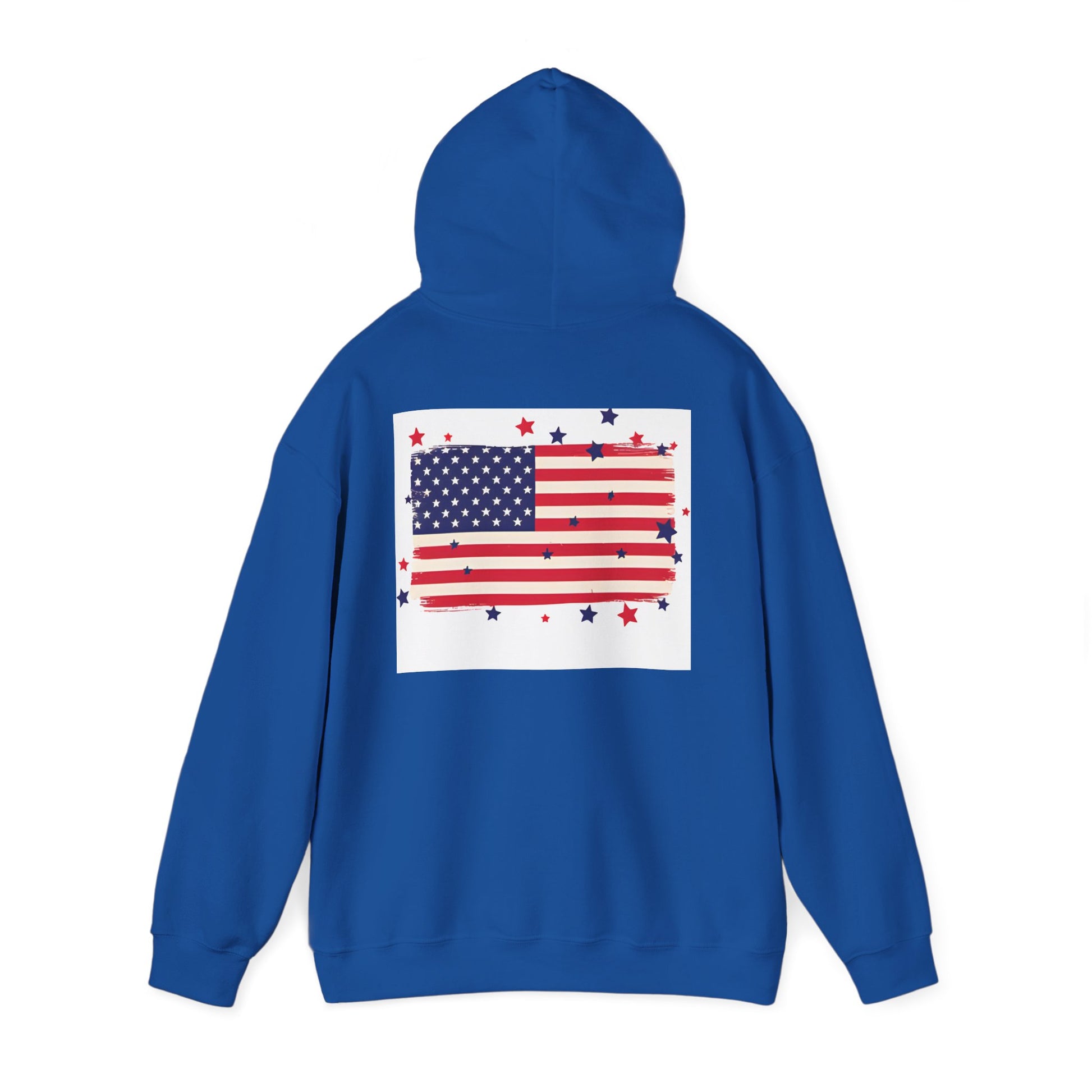 Patriotic Hooded Sweatshirt with Stars and Stripes