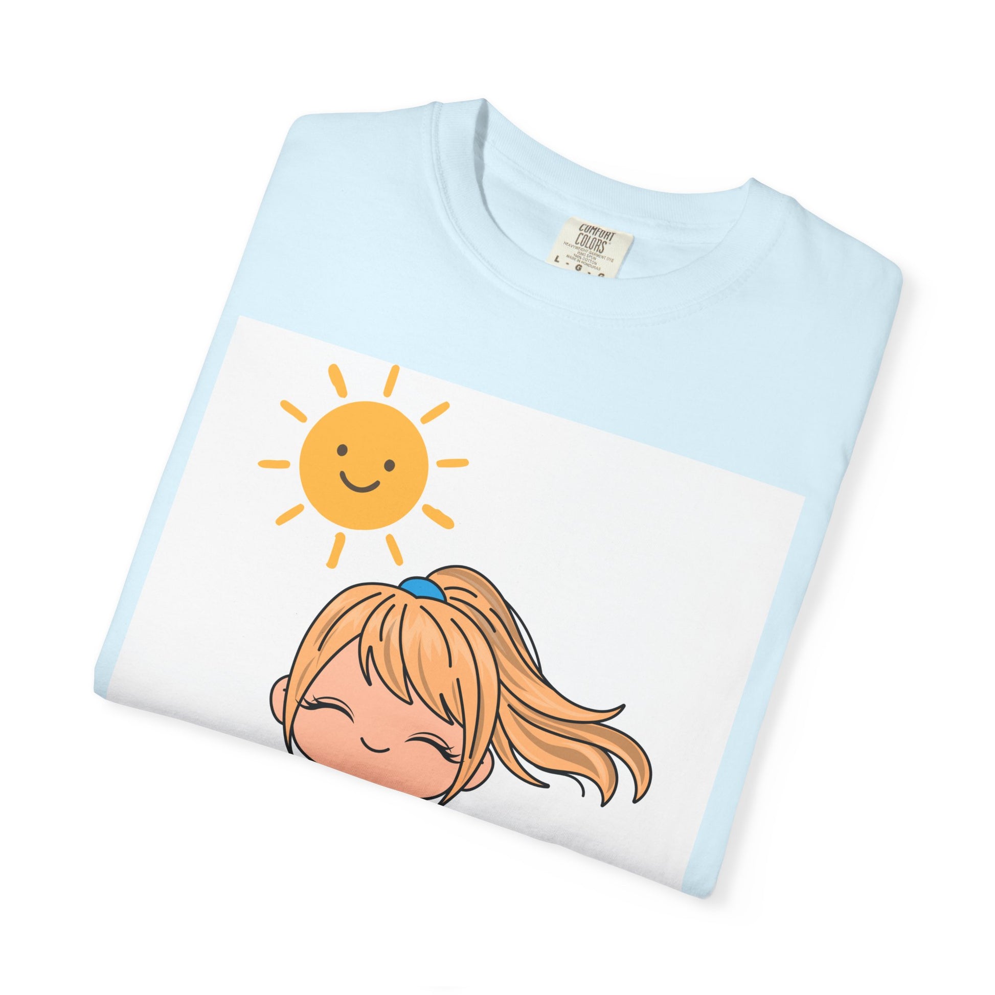 Cute Girl in Swimsuit T-Shirt — Sunny Beach Cartoon Tee