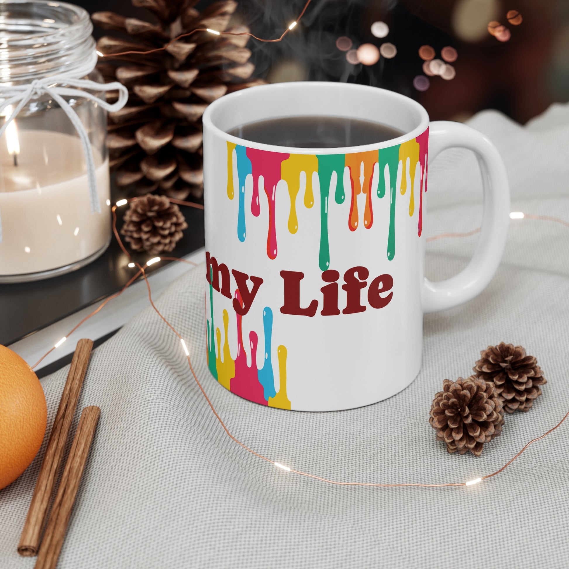 Mug — "Love of My Life" Color Drip Ceramic Coffee Mug