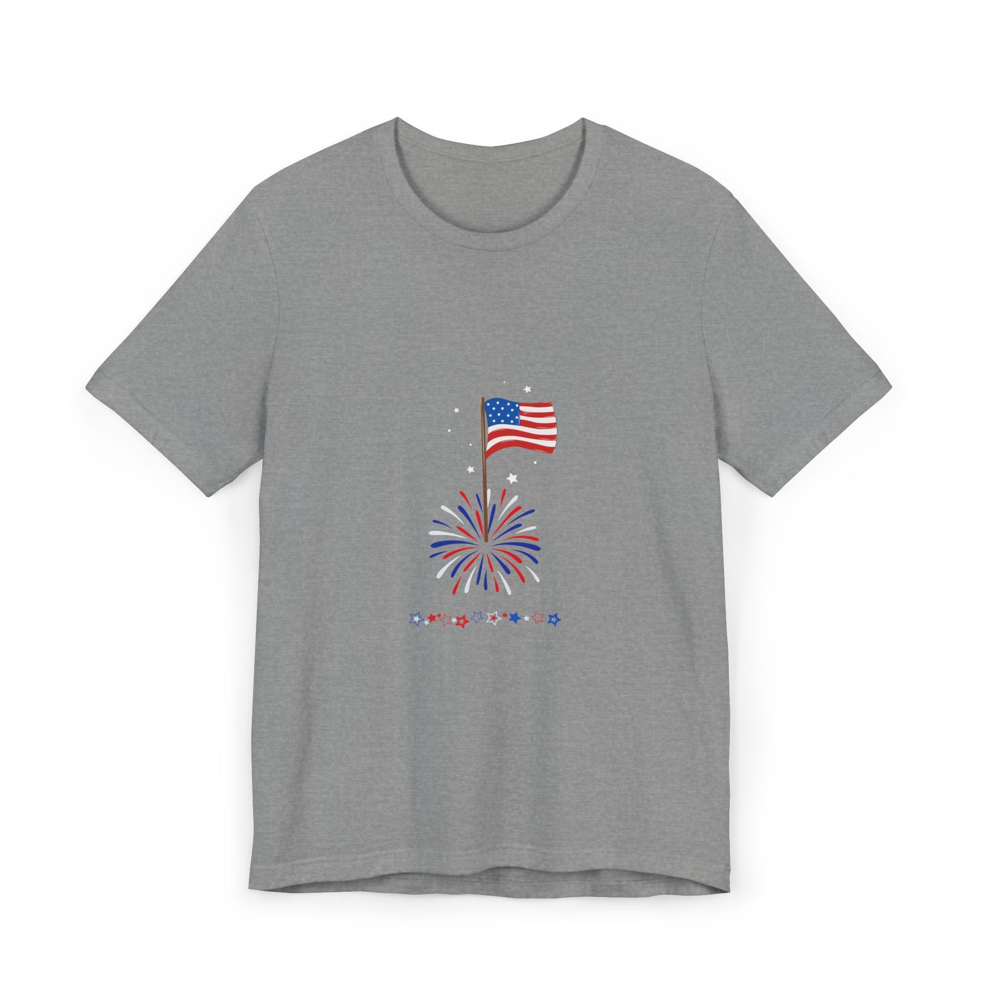 Patriotic Flag & Fireworks T-Shirt — 4th of July American Pride Tee