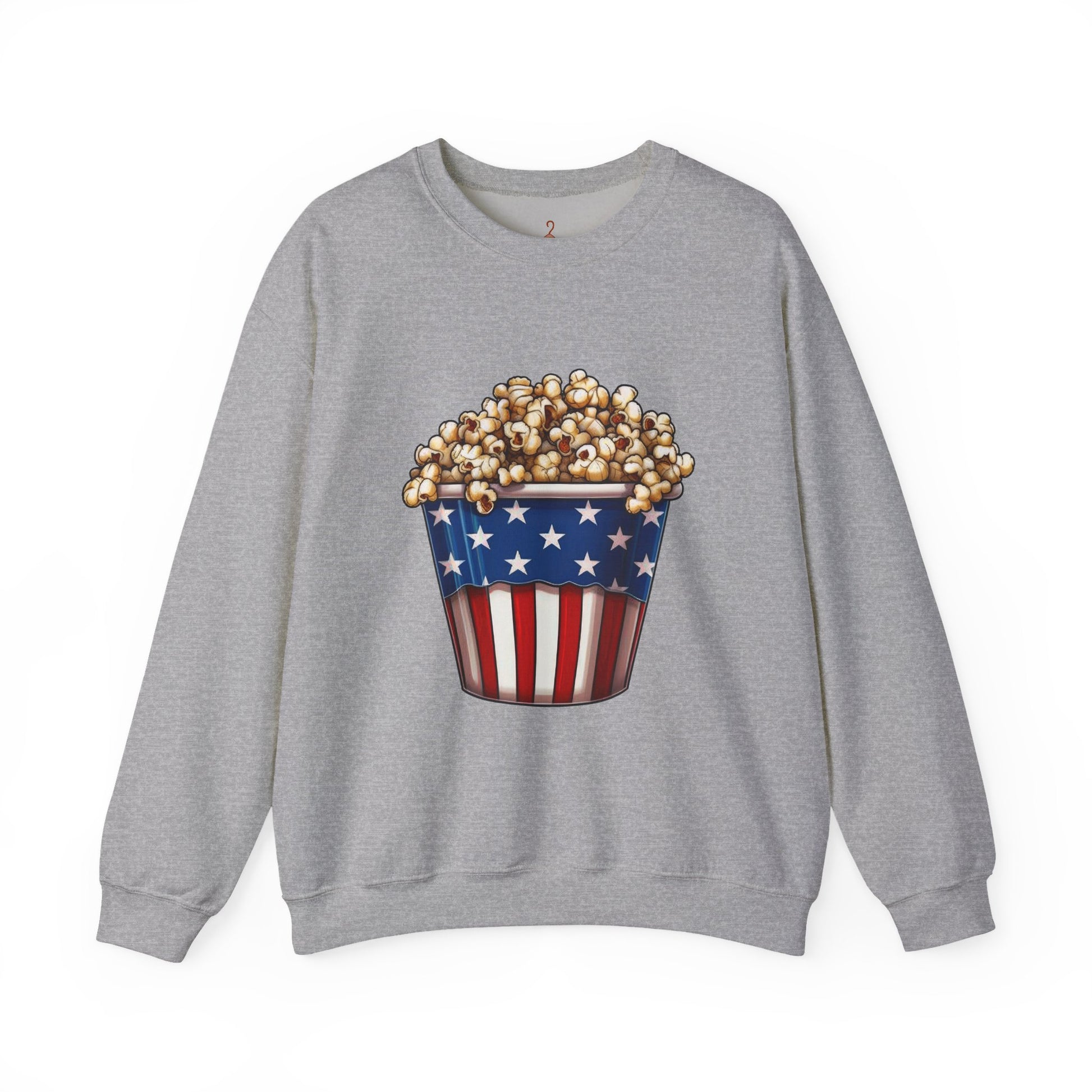 American Flag Popcorn Sweatshirt – Patriotic 4th of July Crewneck