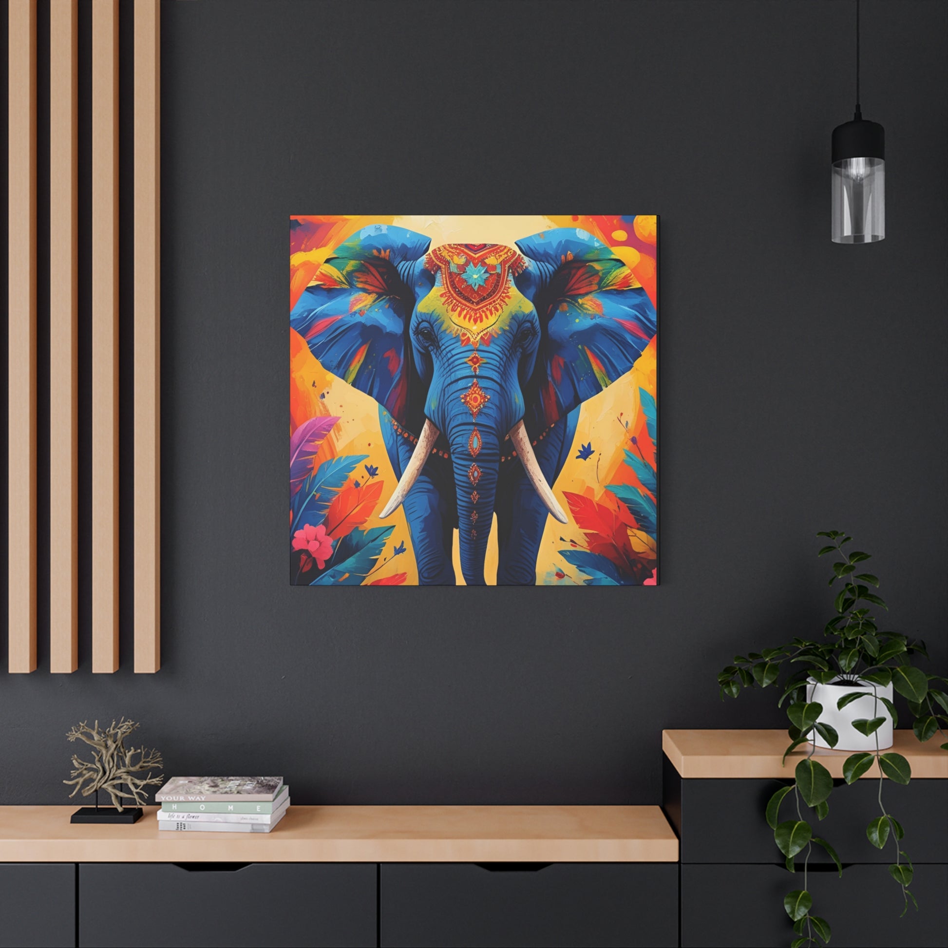 Vibrant Elephant Canvas Print, Colorful Wall Art, Bohemian Home Decor, Unique Gift, Jungle Theme Decoration