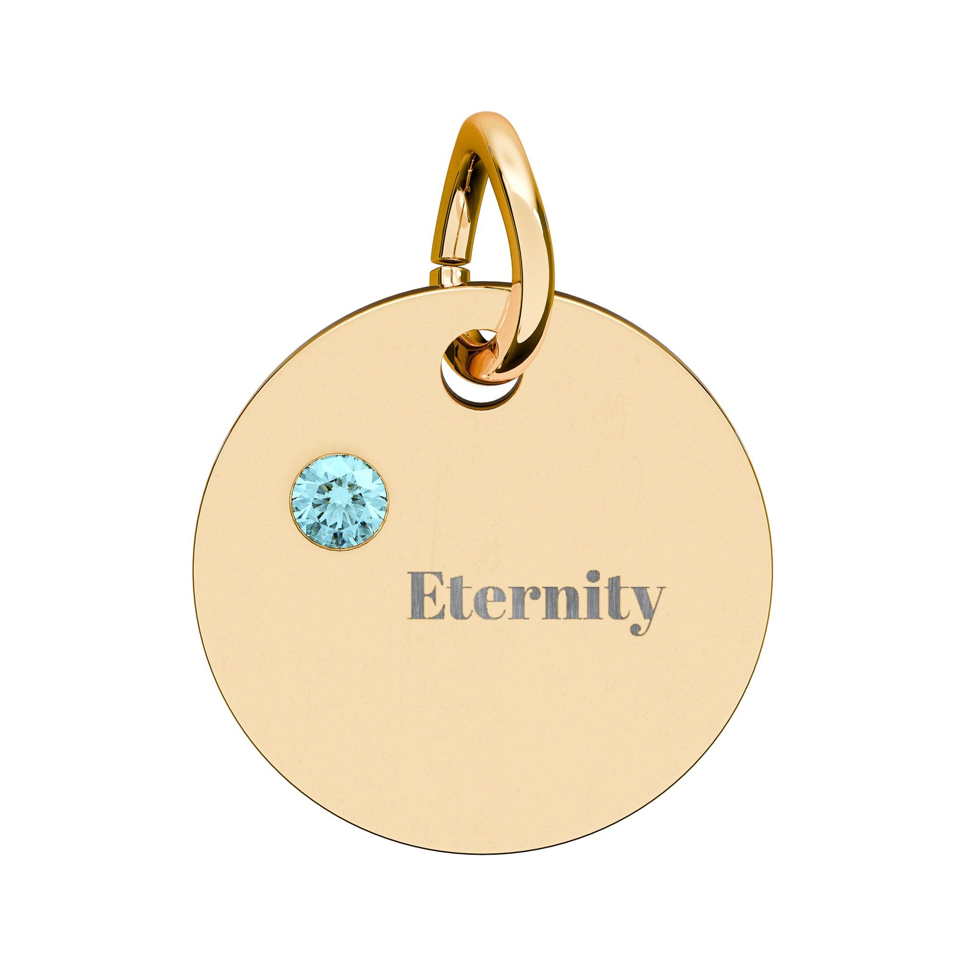 Engravable Birthstone Circle Charm — Personalized 'Eternity' Pendant