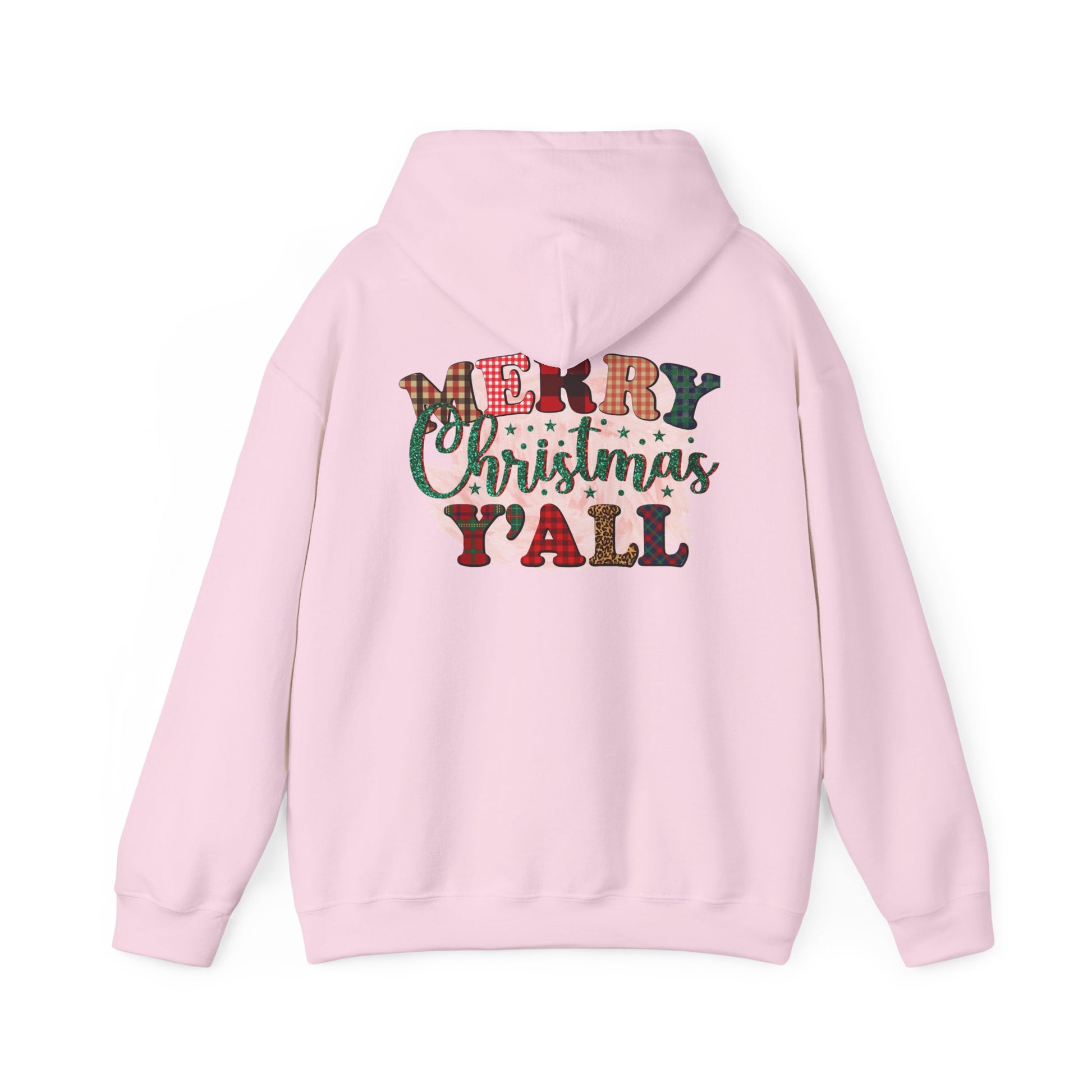 Merry Christmas Y'all Hoodie – Plaid Holiday Graphic Hooded Sweatshirt