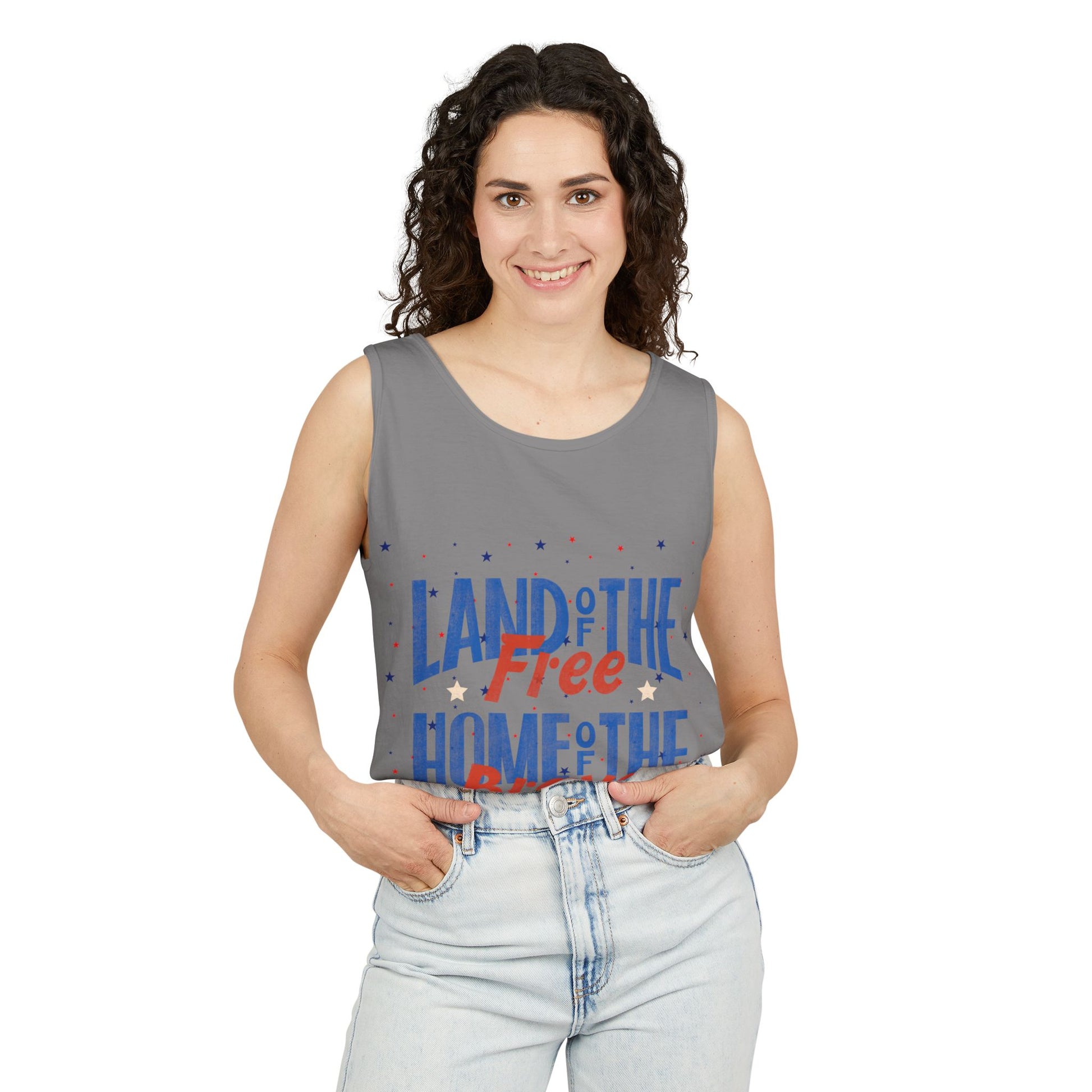 Patriotic "Land of the Free, Home of the Brave" Tank Top