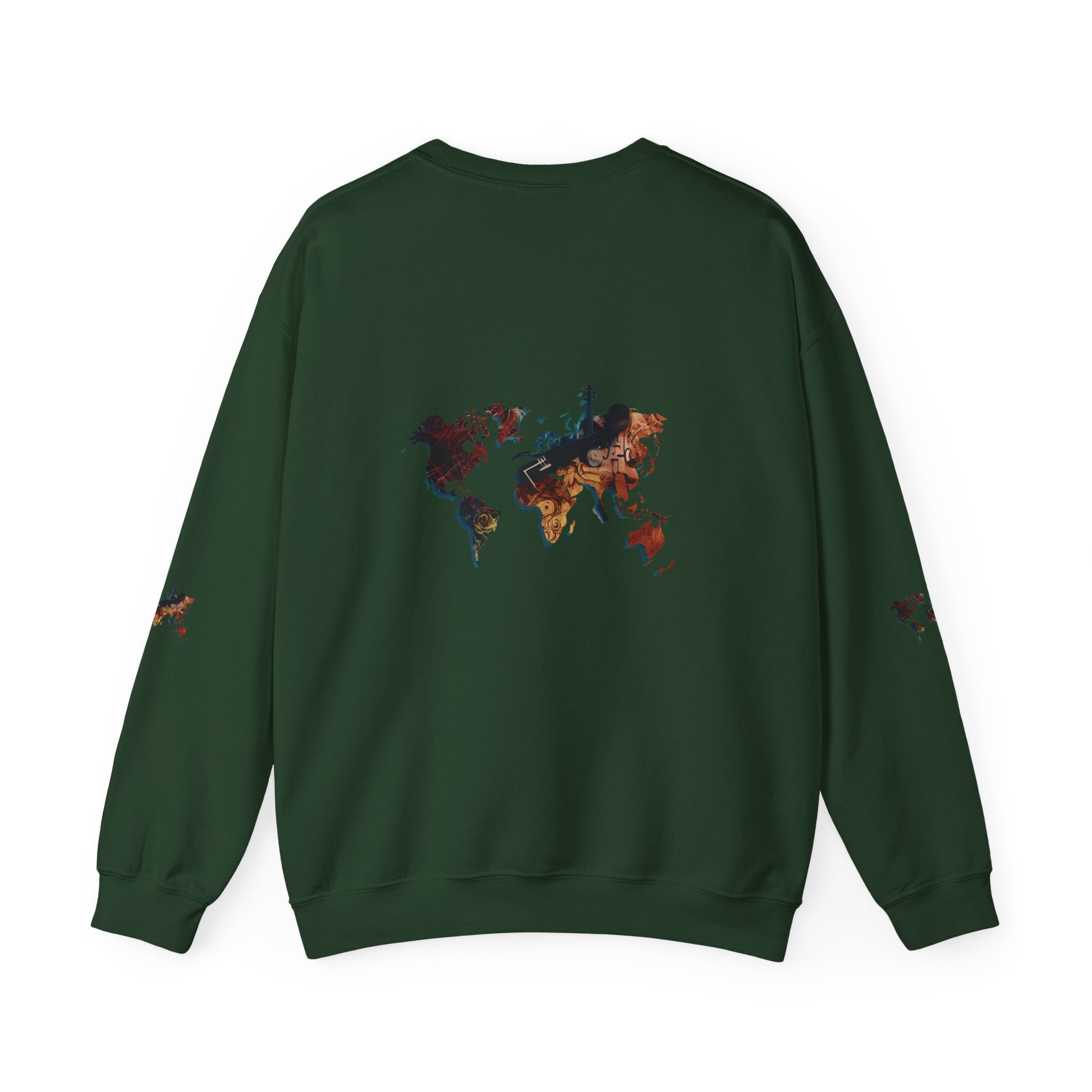 World Map Marble Crewneck Sweatshirt — Artistic Travel Map Pullover