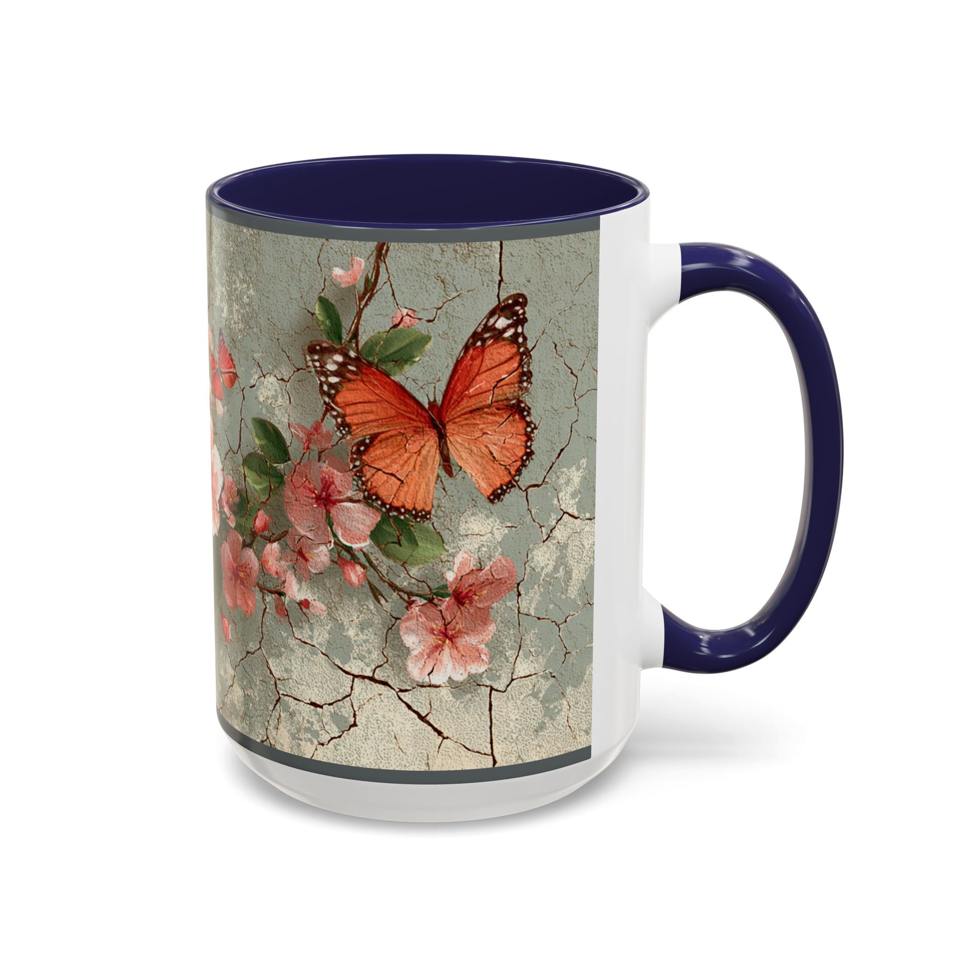 Floral Butterfly Accent Coffee Mug, Spring Gift, Kitchen Decor, Nature Lover Mug, Tea Cup