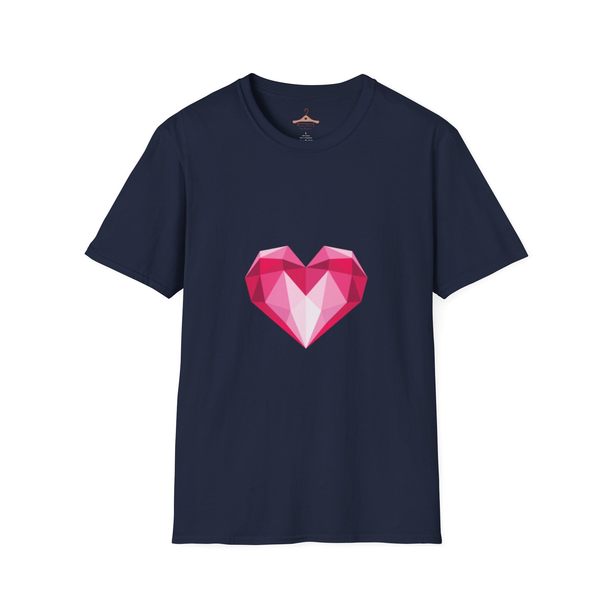 Geometric Pink Gem Heart T-Shirt