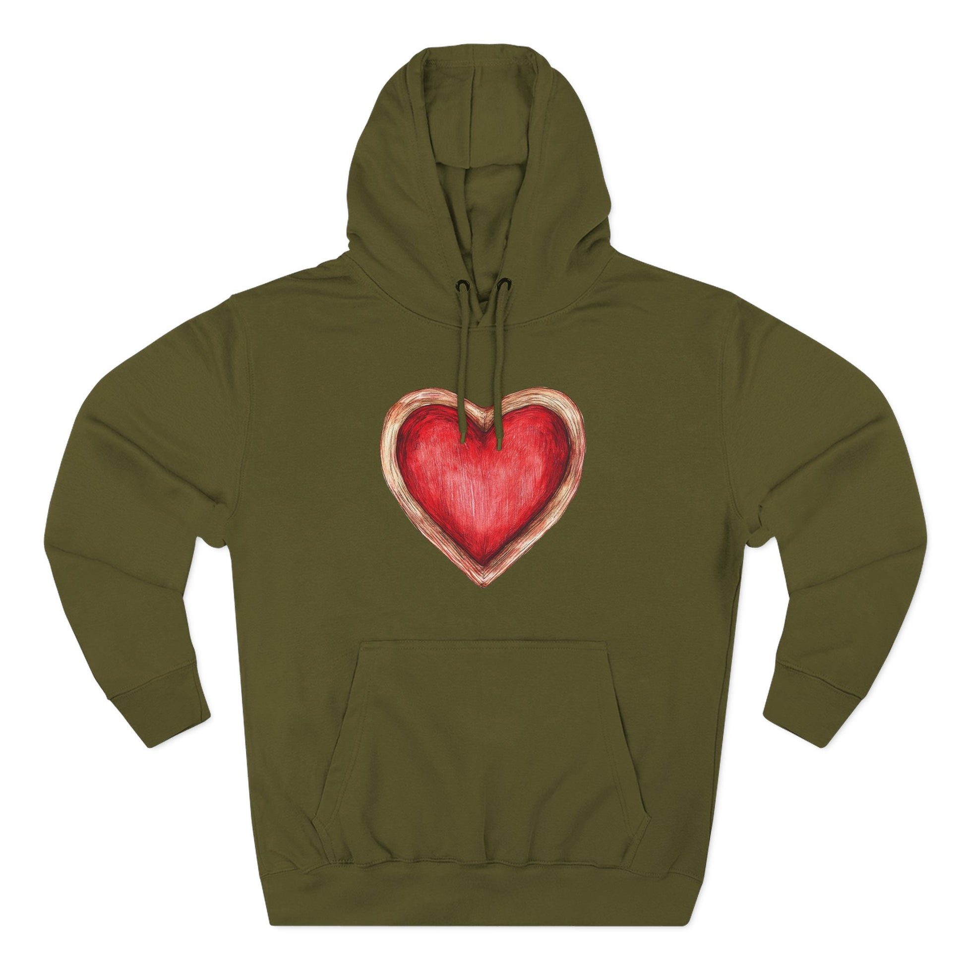 Heart Watercolor Hoodie — Hand-Painted Red Heart Pullover for Valentine's Day