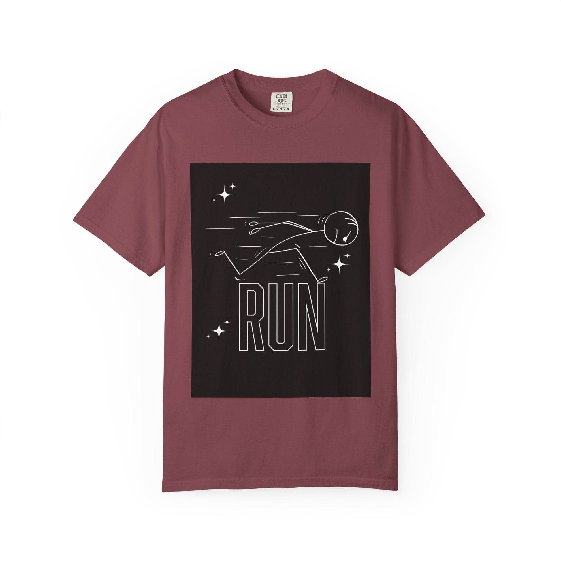 Unisex Garment-Dyed T-shirt with 'RUN' Design -  Fitness Gifts, Sporty Style